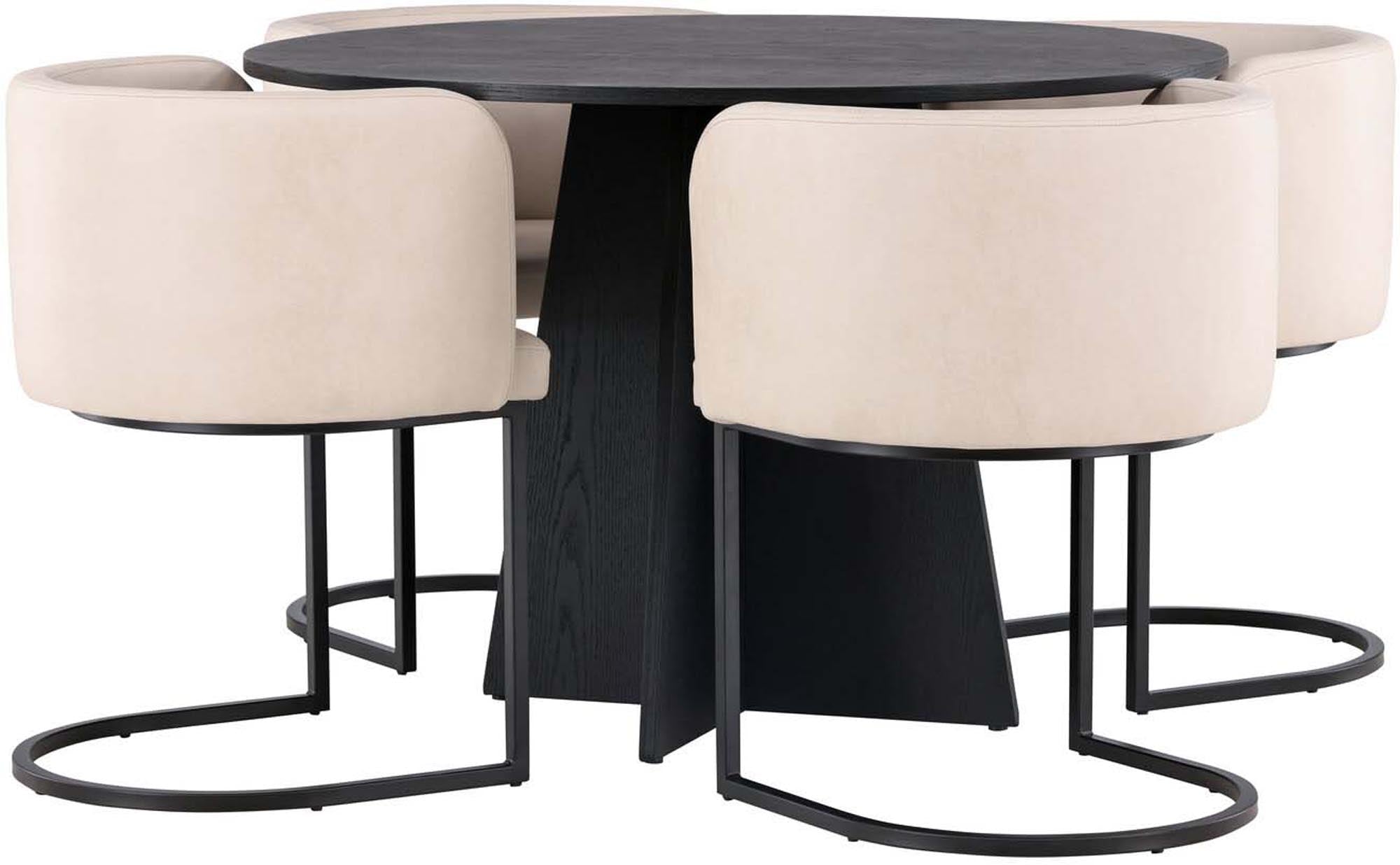 Venture Home Esszimmerset: Bootcut Design, Simrishamn Tisch Ø110cm.