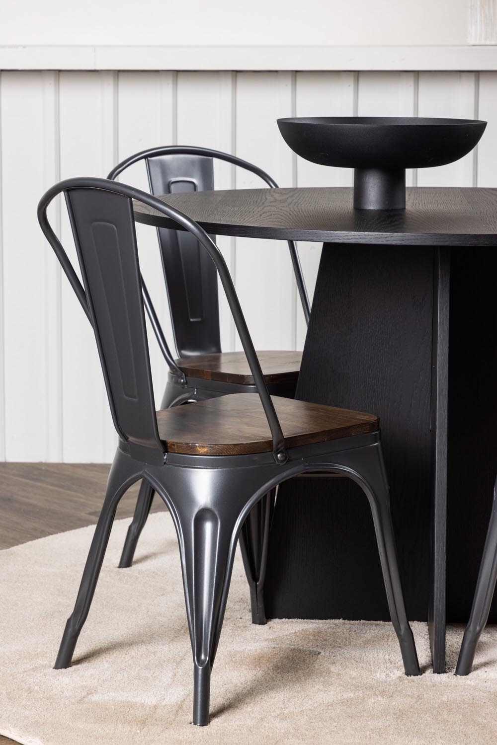 Bootcut Esszimmerset + Tempe ⌀110cm/4St. in Dunkelgrau, Walnuss präsentiert im Onlineshop von KAQTU Design AG. Esszimmerset ist von Venture Home