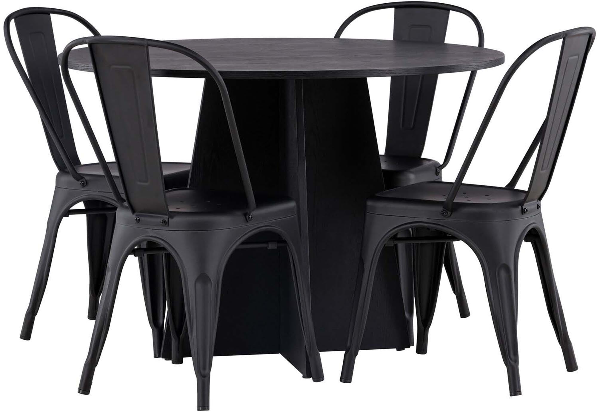 Elegantes Esszimmerset Bootcut mit rundem Tisch, 4 Stühle, Venture Home.