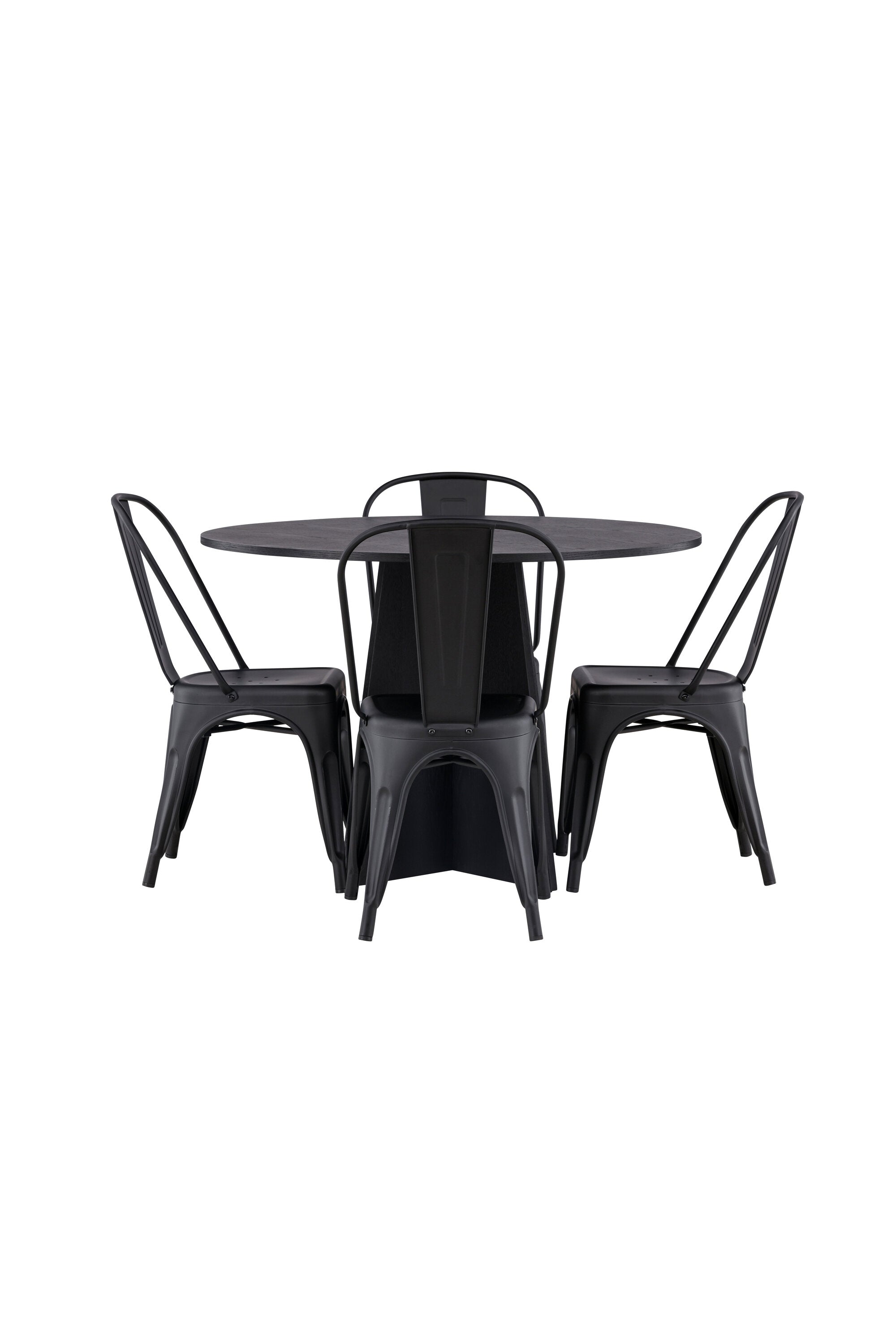 Bootcut Esszimmerset + Tempe ⌀110cm/4St. in Schwarz präsentiert im Onlineshop von KAQTU Design AG. Esszimmerset ist von Venture Home