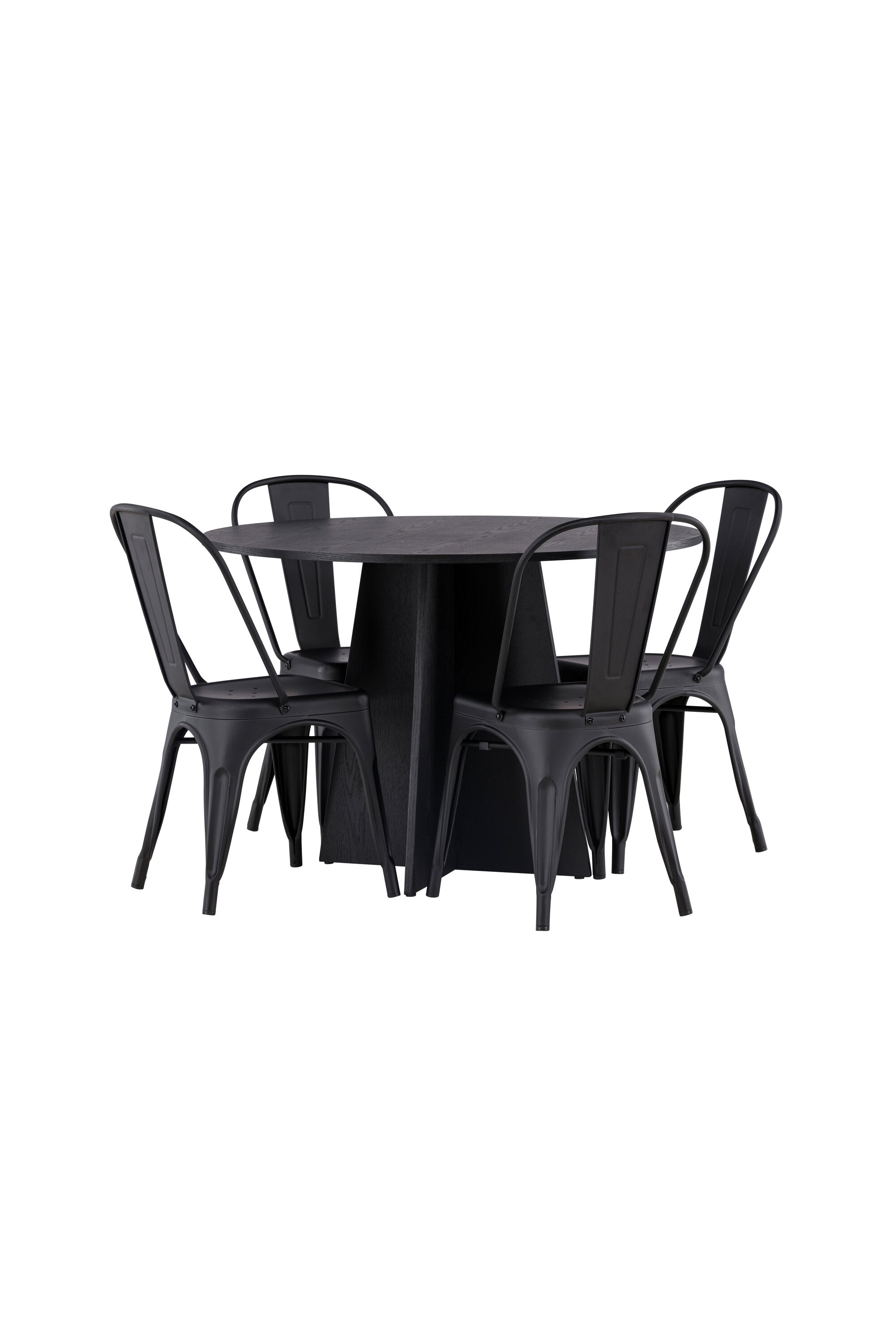 Bootcut Esszimmerset + Tempe ⌀110cm/4St. in Schwarz präsentiert im Onlineshop von KAQTU Design AG. Esszimmerset ist von Venture Home
