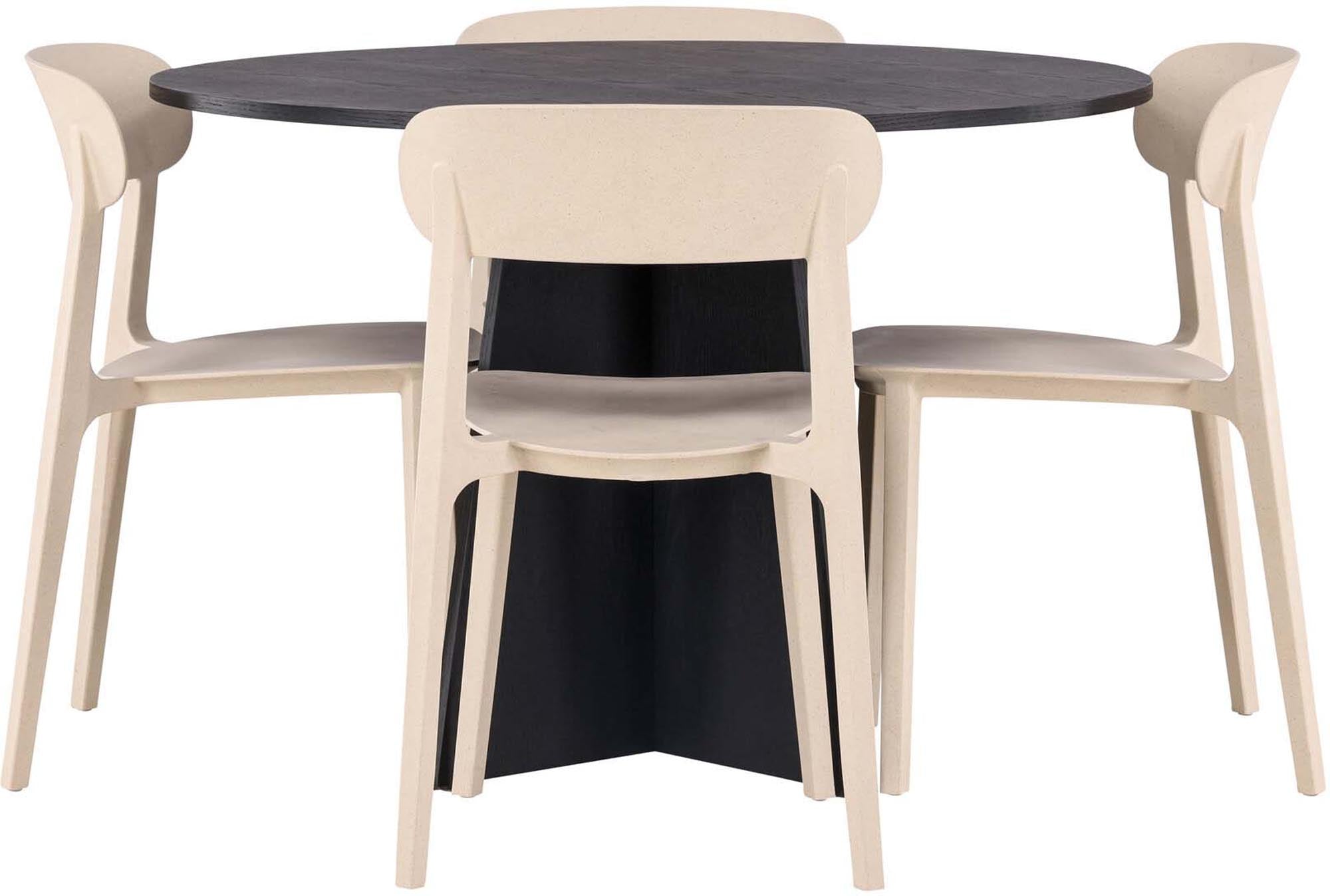 Modernes Esszimmerset Bootcut + Astol, 110cm Tisch, 4 Stühle.