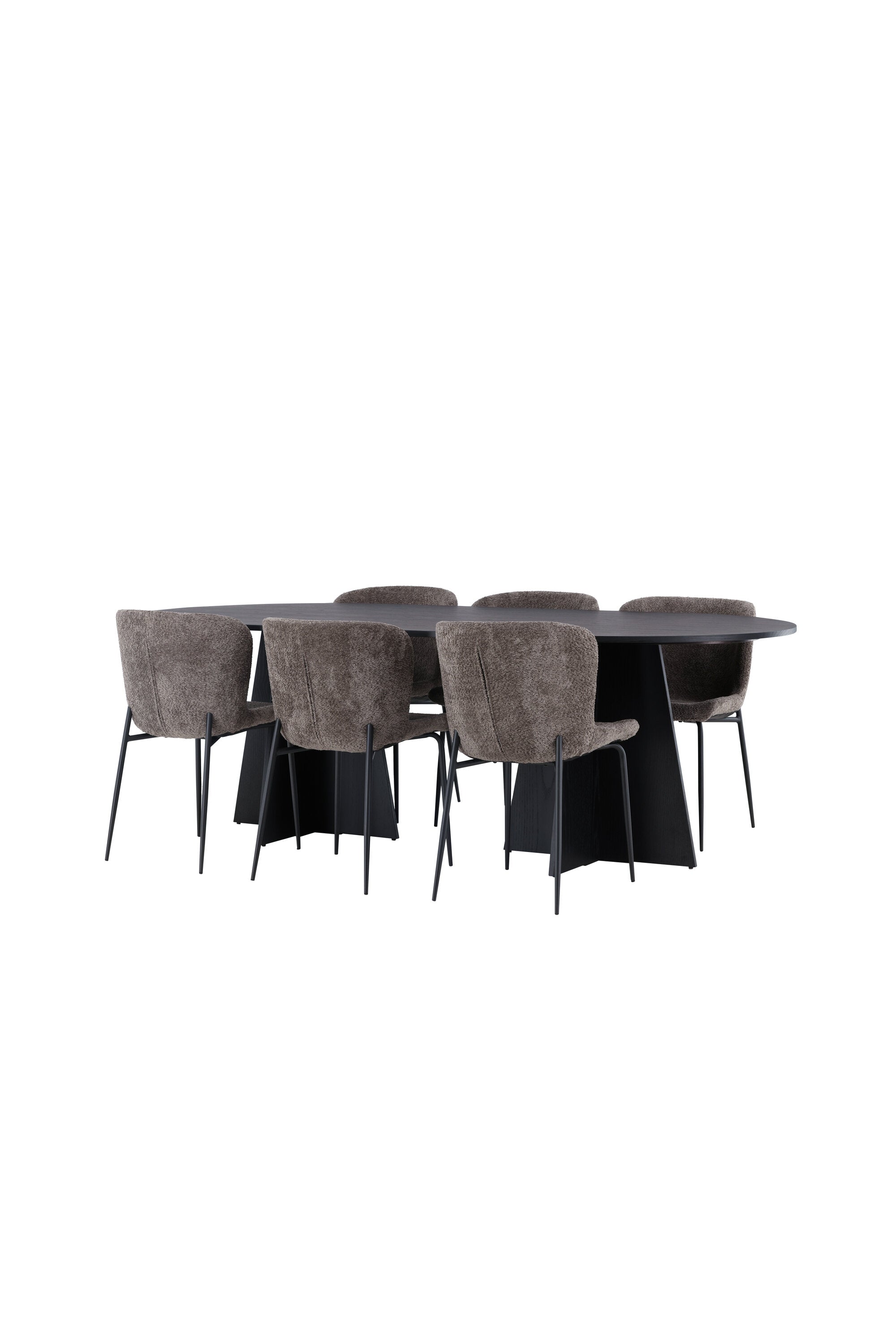 Bootcut Esszimmerset + Modesto 230cm/6St. in Schwarz, Dunkelgrau präsentiert im Onlineshop von KAQTU Design AG. Esszimmerset ist von Venture Home