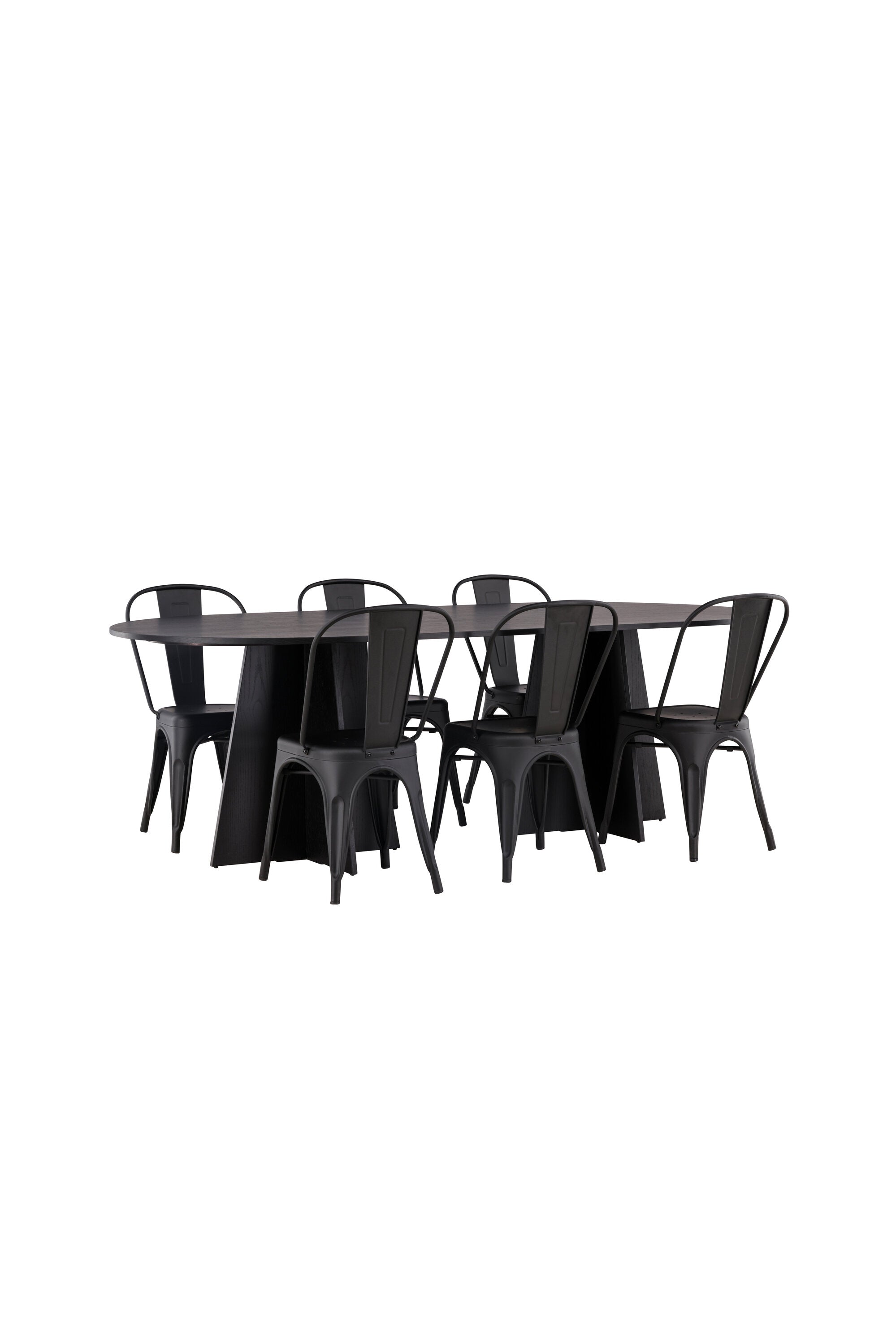 Bootcut Oval Esstisch + 4 x Tempe Esszimmerstuhl in präsentiert im Onlineshop von KAQTU Design AG. Esszimmerset ist von Venture Home