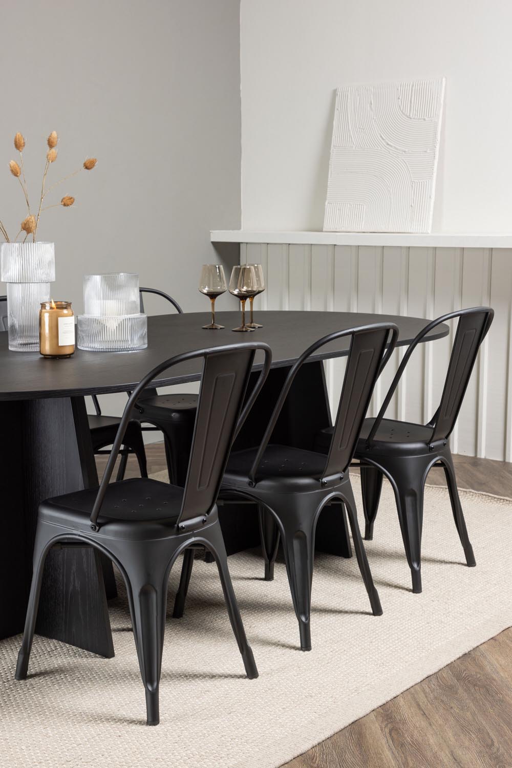 Bootcut Oval Esstisch + 4 x Tempe Esszimmerstuhl in präsentiert im Onlineshop von KAQTU Design AG. Esszimmerset ist von Venture Home