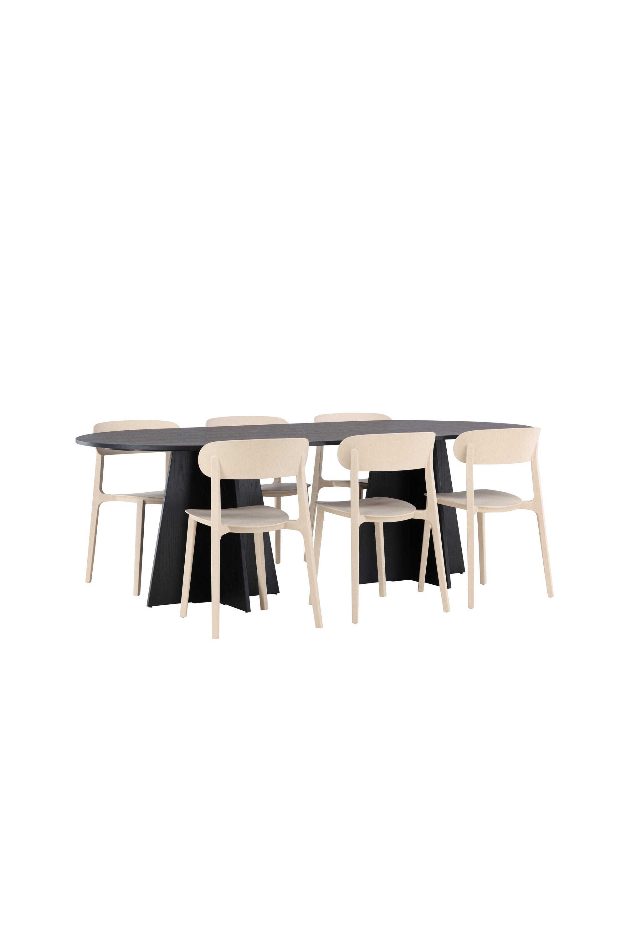 Bootcut Oval Esstisch + 6 x Åstol Esszimmerstuhl in präsentiert im Onlineshop von KAQTU Design AG. Esszimmerset ist von Venture Home