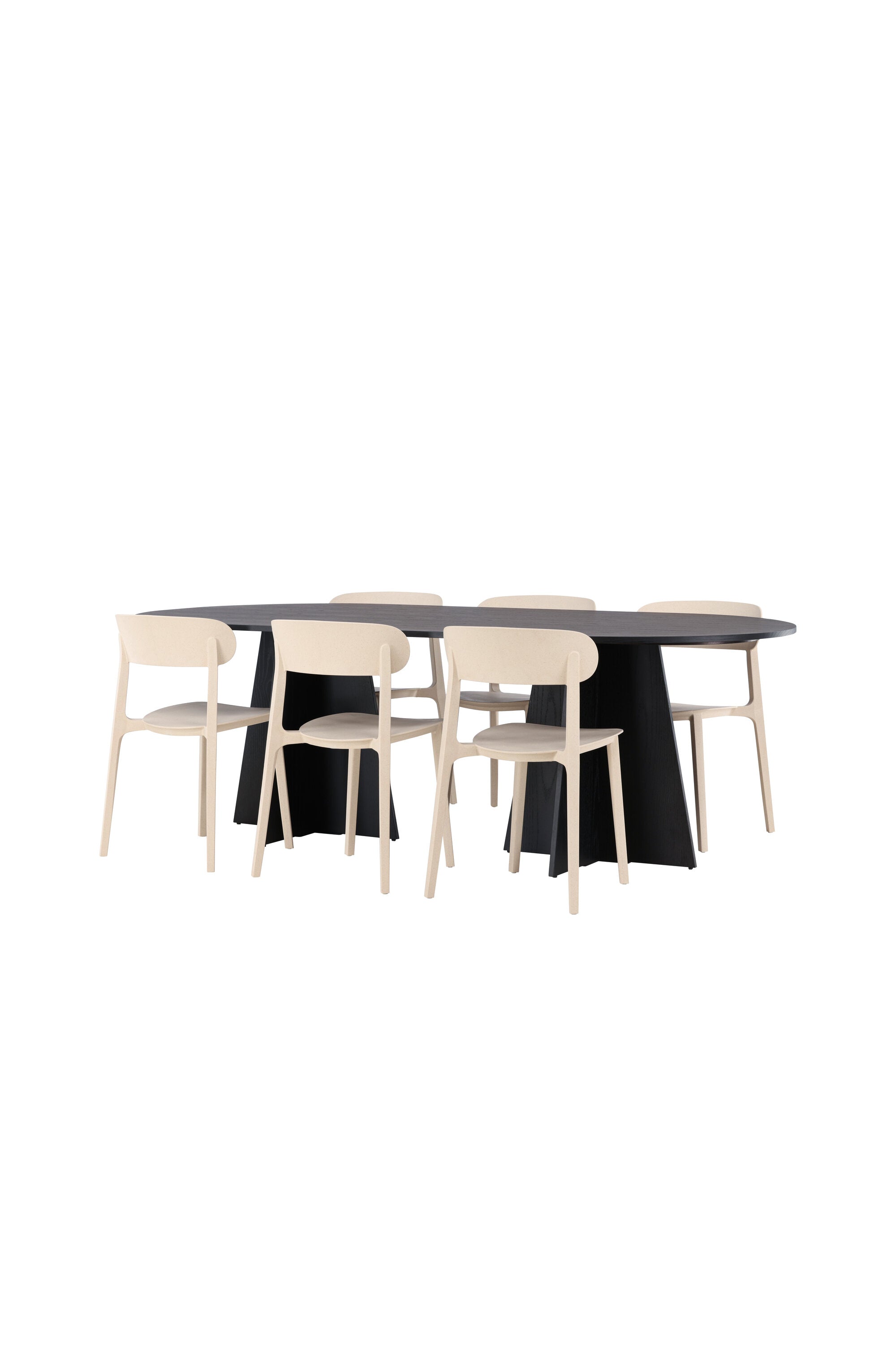 Bootcut Oval Esstisch + 6 x Åstol Esszimmerstuhl in präsentiert im Onlineshop von KAQTU Design AG. Esszimmerset ist von Venture Home