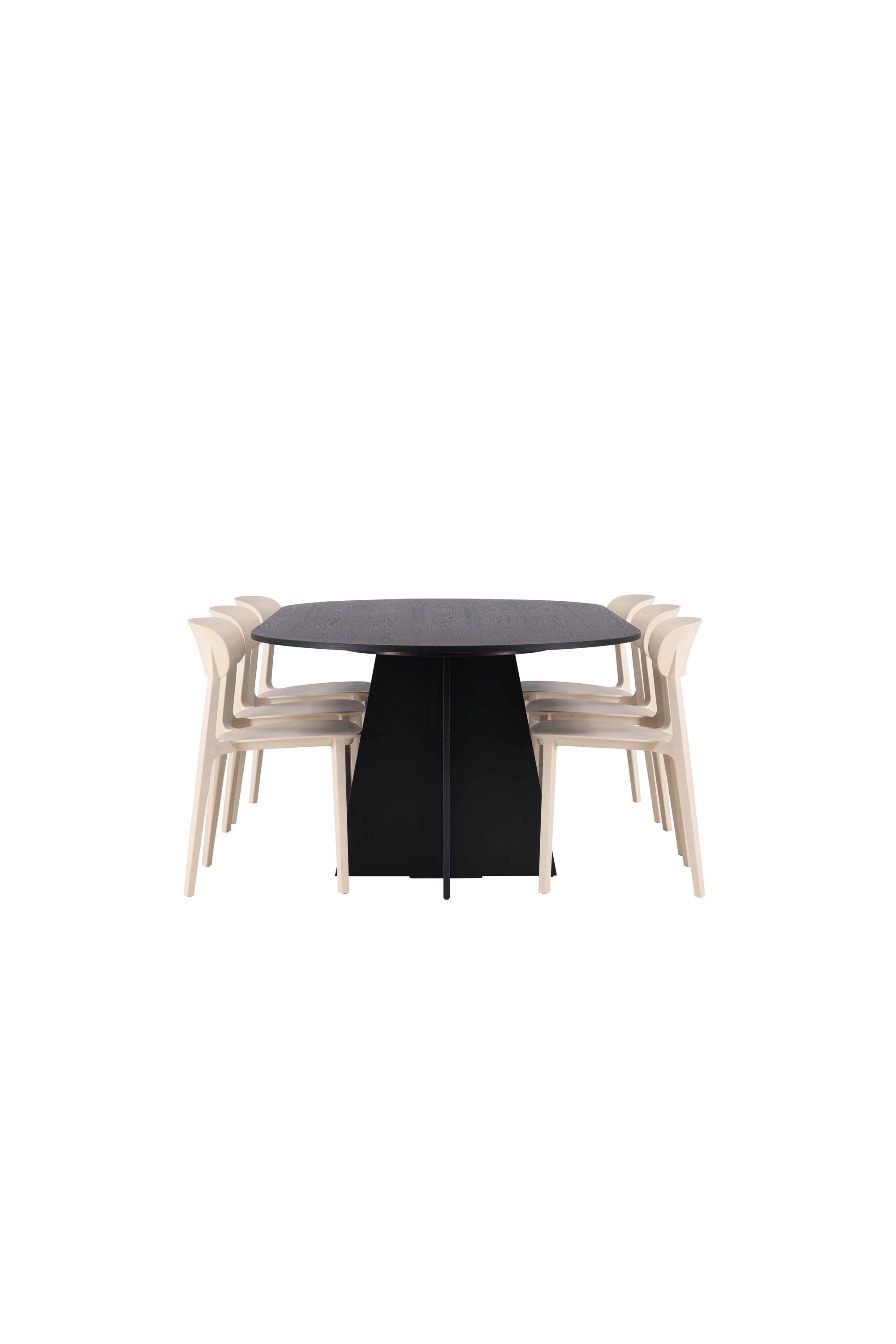 Bootcut Oval Esstisch + 6 x Åstol Esszimmerstuhl in präsentiert im Onlineshop von KAQTU Design AG. Esszimmerset ist von Venture Home