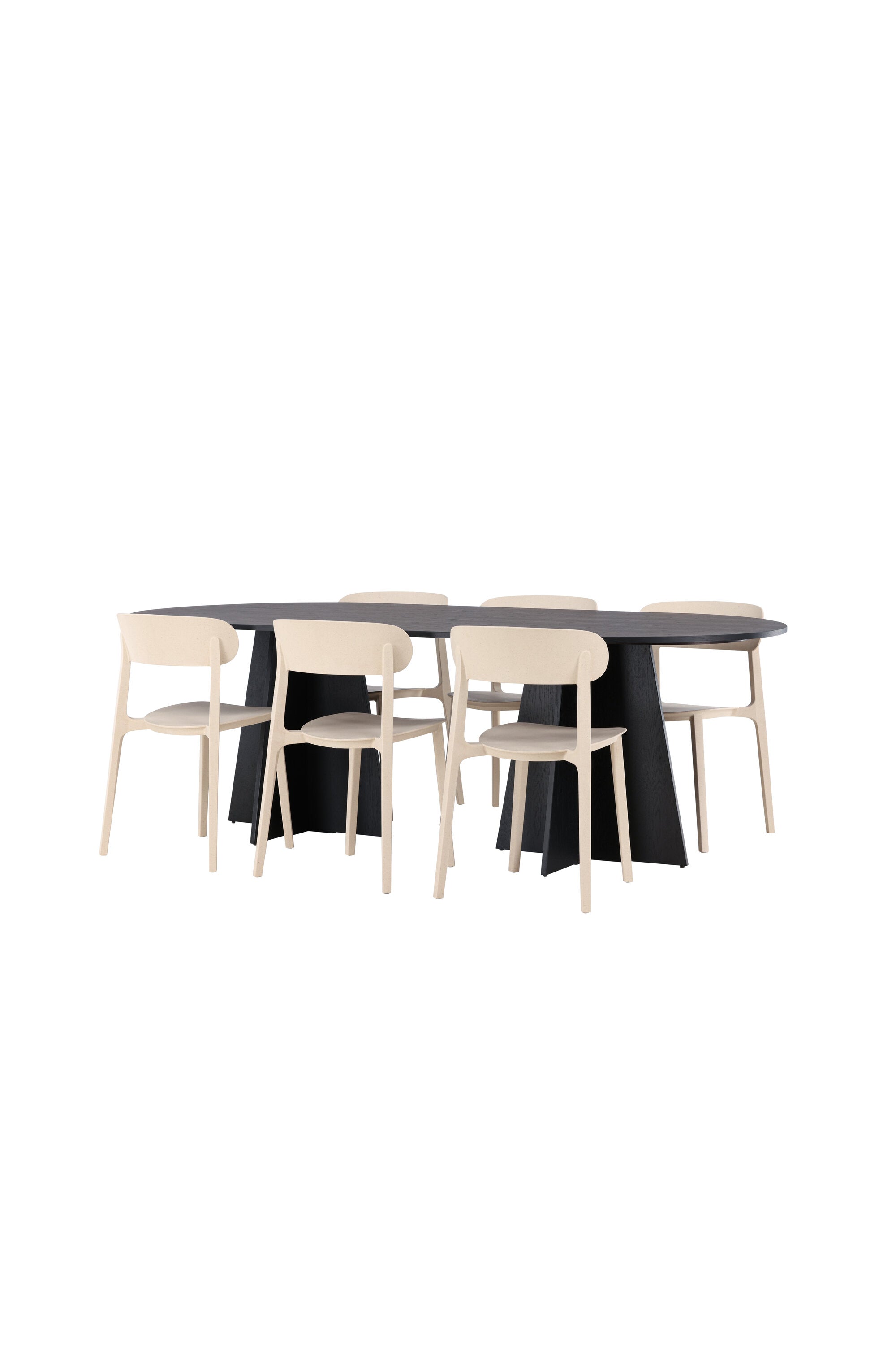 Bootcut Oval Esstisch + 6 x Åstol Esszimmerstuhl in präsentiert im Onlineshop von KAQTU Design AG. Esszimmerset ist von Venture Home