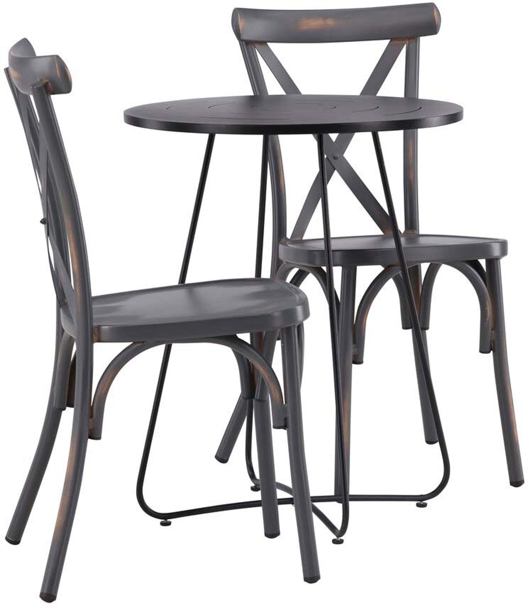 Elegantes Bacong Outdoor-Tischset von Venture Home mit zwei runden Tischen (⌀60cm), ideal für Garten oder Terrasse.