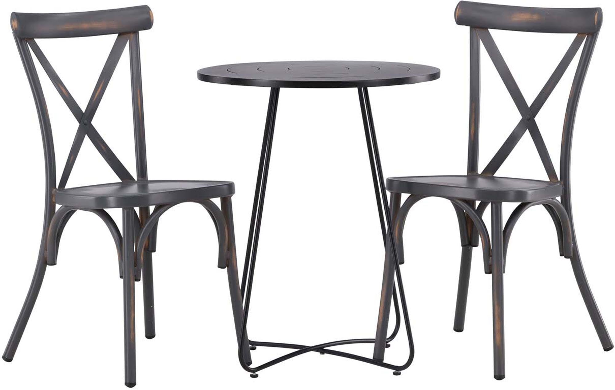 Elegantes Bacong Outdoor-Tischset von Venture Home mit zwei runden Tischen (⌀60cm), ideal für Balkon, Garten oder Terrasse.