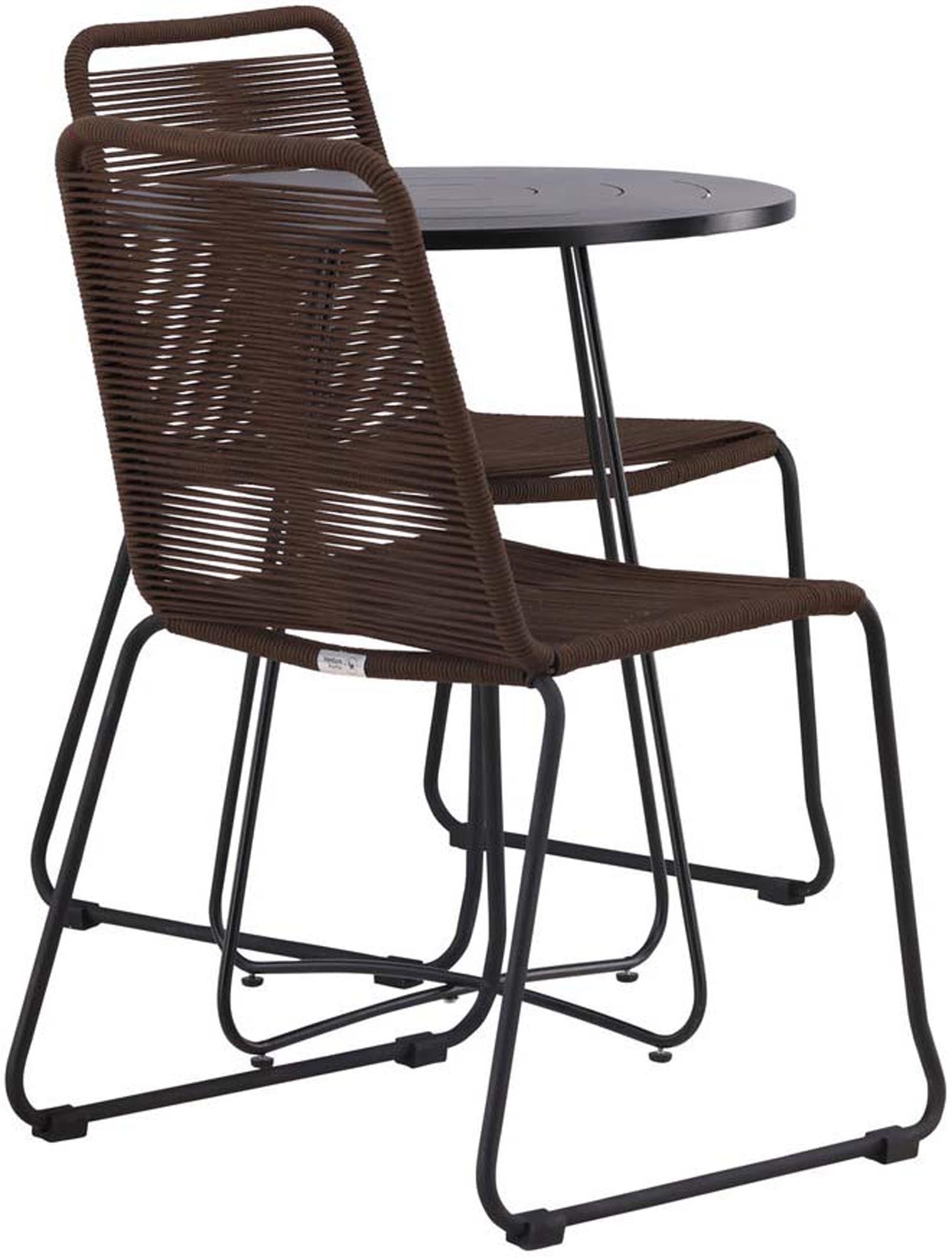 Bacong Outdoor-Tischset + Lindos ⌀60cm/2St. in Schwarz Braun präsentiert im Onlineshop von KAQTU Design AG. Gartentischset ist von Venture Home
