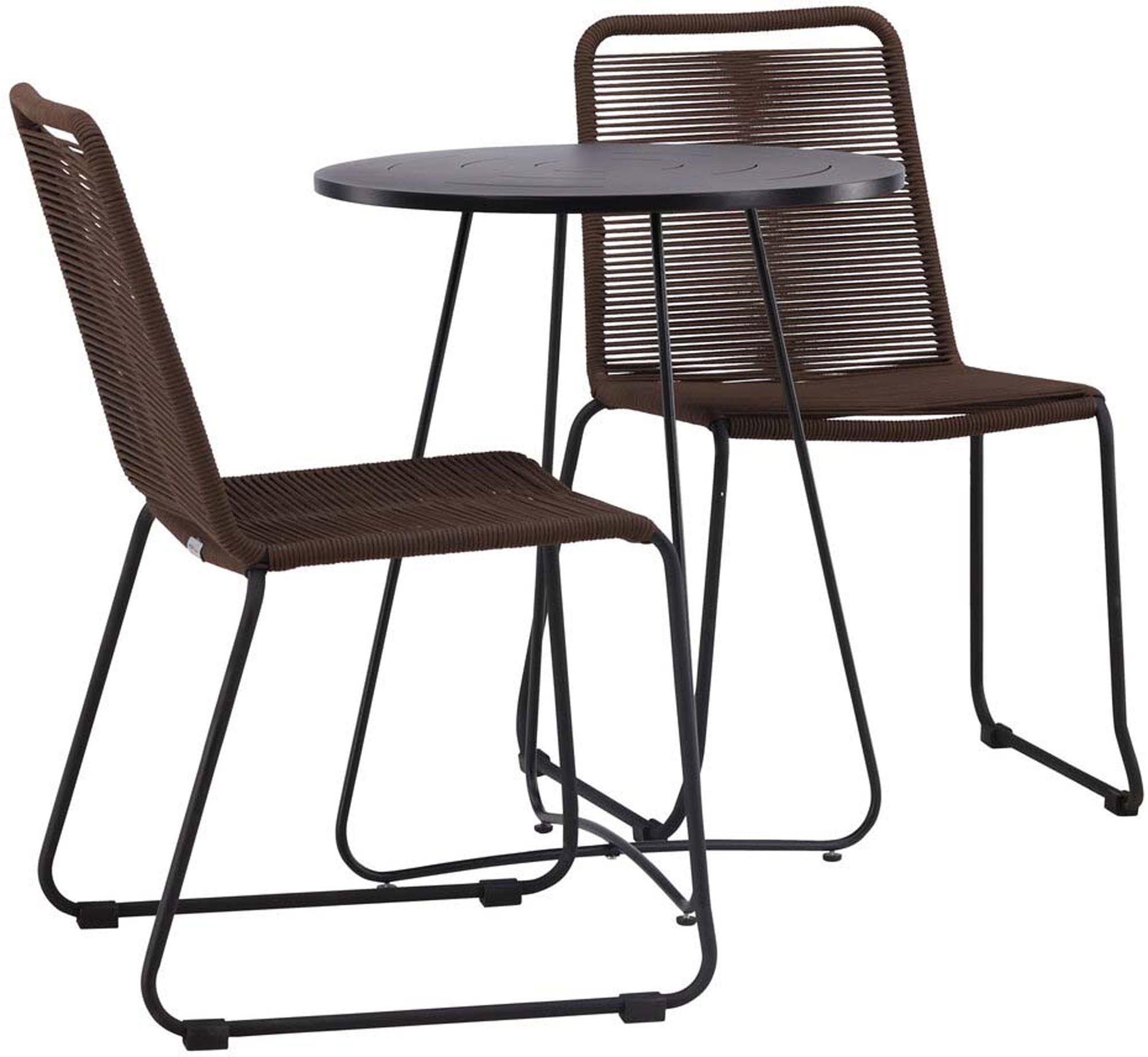 Bacong Outdoor-Tischset + Lindos ⌀60cm/2St. in Schwarz Braun präsentiert im Onlineshop von KAQTU Design AG. Gartentischset ist von Venture Home