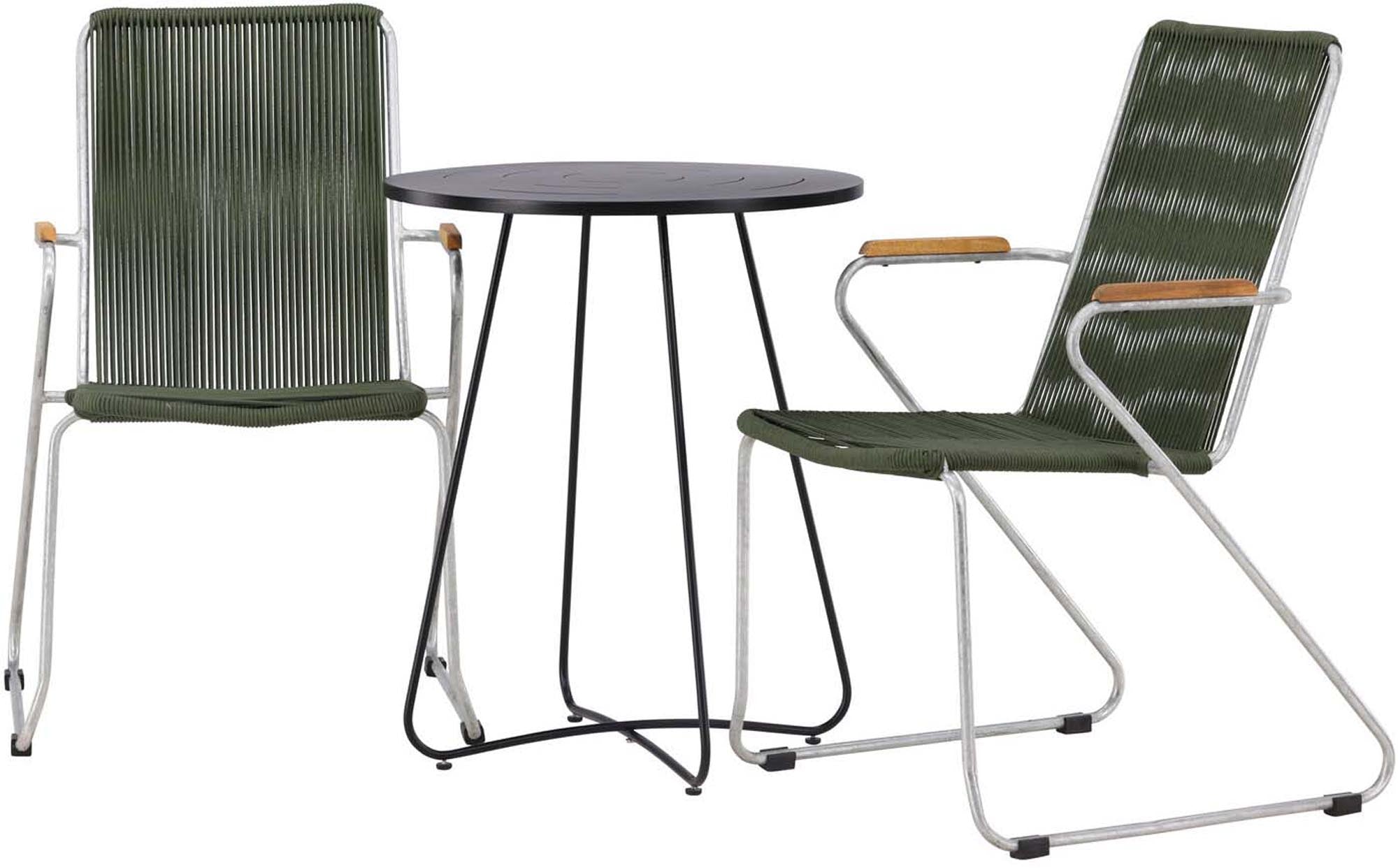 Stylisches Bacong Outdoor-Tischset mit 60 cm Durchmesser. Ideal für kleine Balkone, langlebig und komfortabel für entspannte Stunden im Freien.