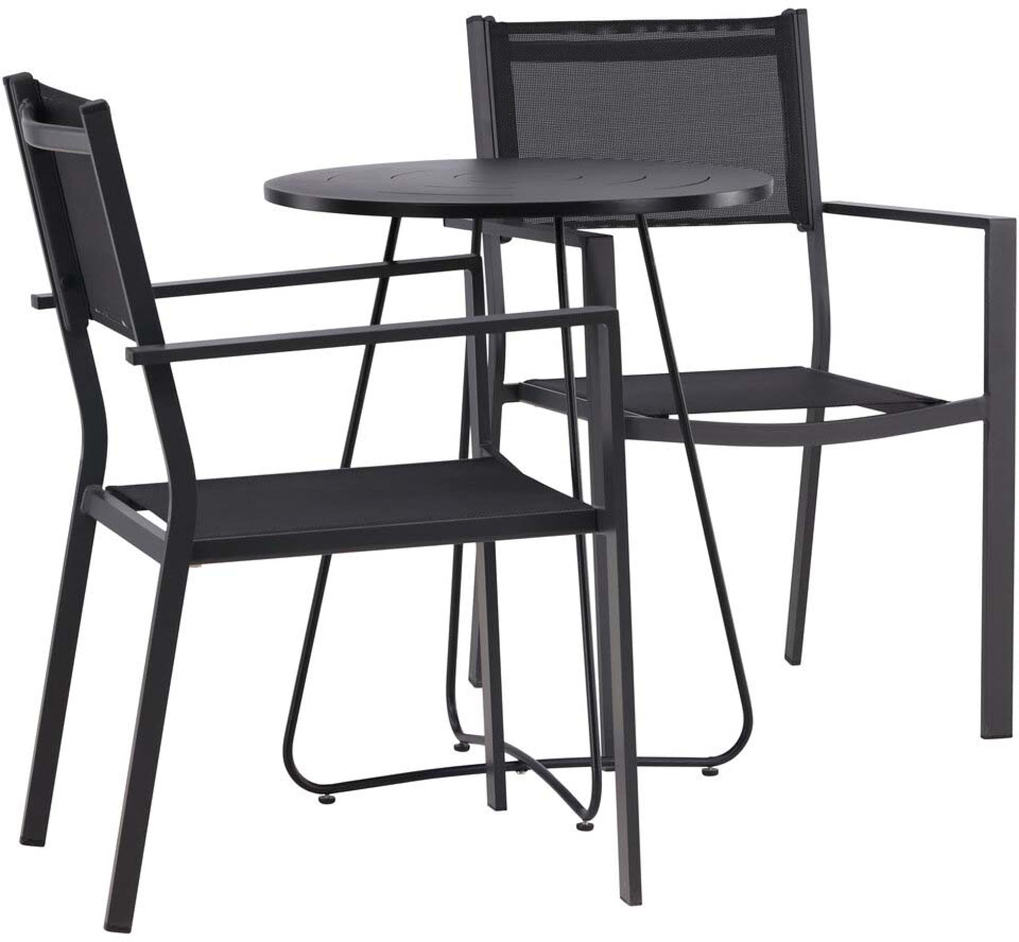 Bacong Outdoor-Tischset + Copacabana ⌀60cm/2St. in Schwarz präsentiert im Onlineshop von KAQTU Design AG. Gartentischset ist von Venture Home