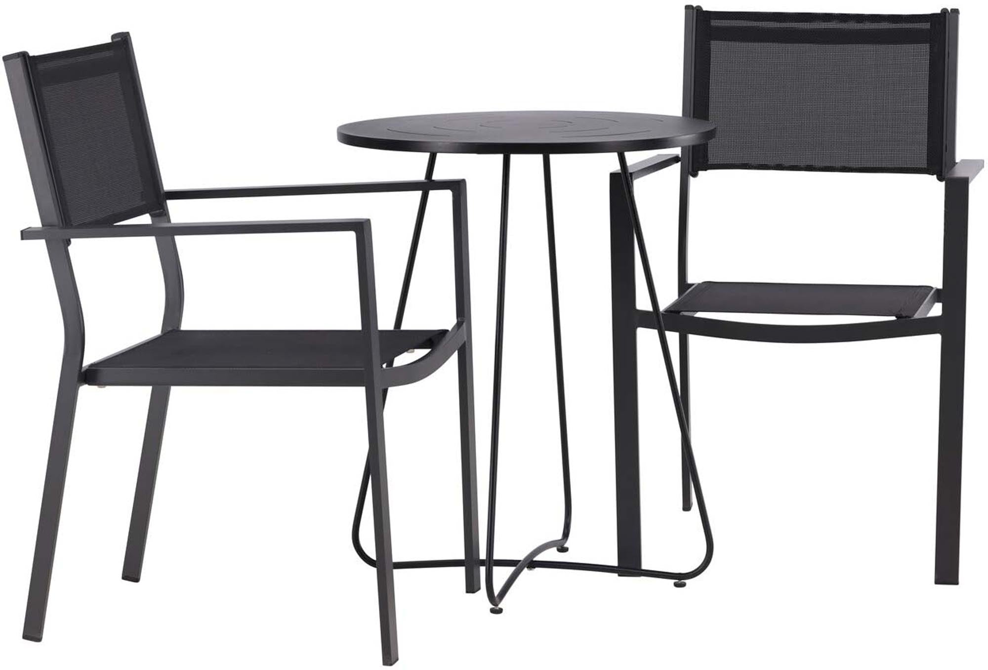 Bacong Outdoor-Tischset + Copacabana ⌀60cm/2St. in Schwarz präsentiert im Onlineshop von KAQTU Design AG. Gartentischset ist von Venture Home