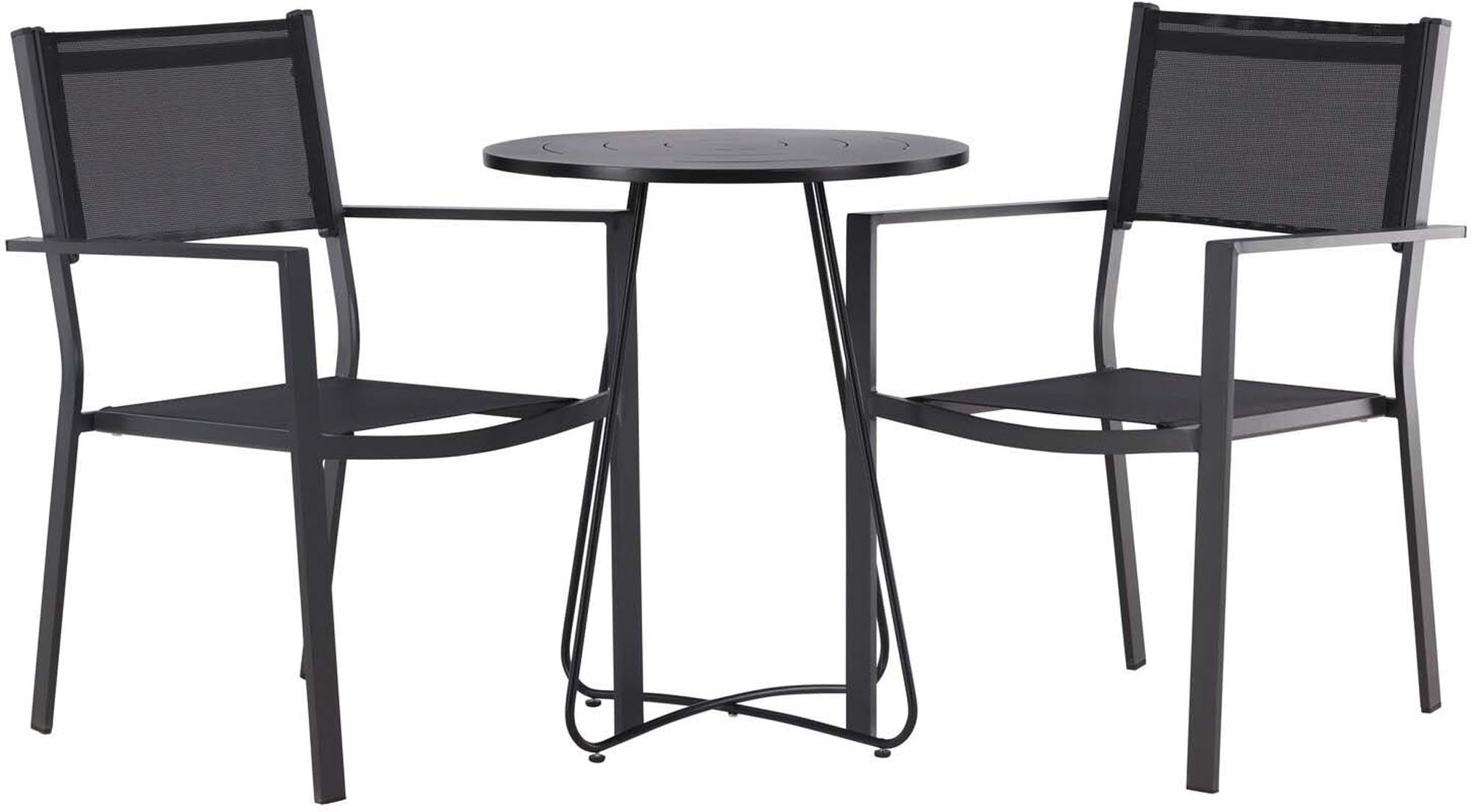 Bacong Outdoor-Tischset + Copacabana ⌀60cm/2St. in Schwarz präsentiert im Onlineshop von KAQTU Design AG. Gartentischset ist von Venture Home