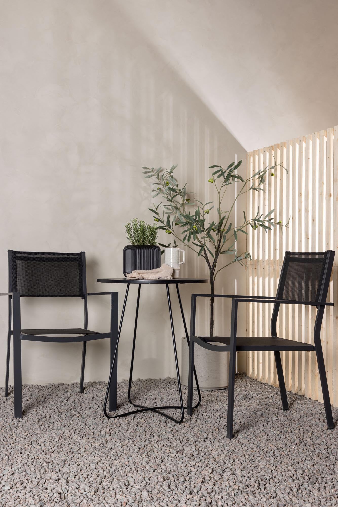 Bacong Outdoor-Tischset + Copacabana ⌀60cm/2St. in Schwarz präsentiert im Onlineshop von KAQTU Design AG. Gartentischset ist von Venture Home