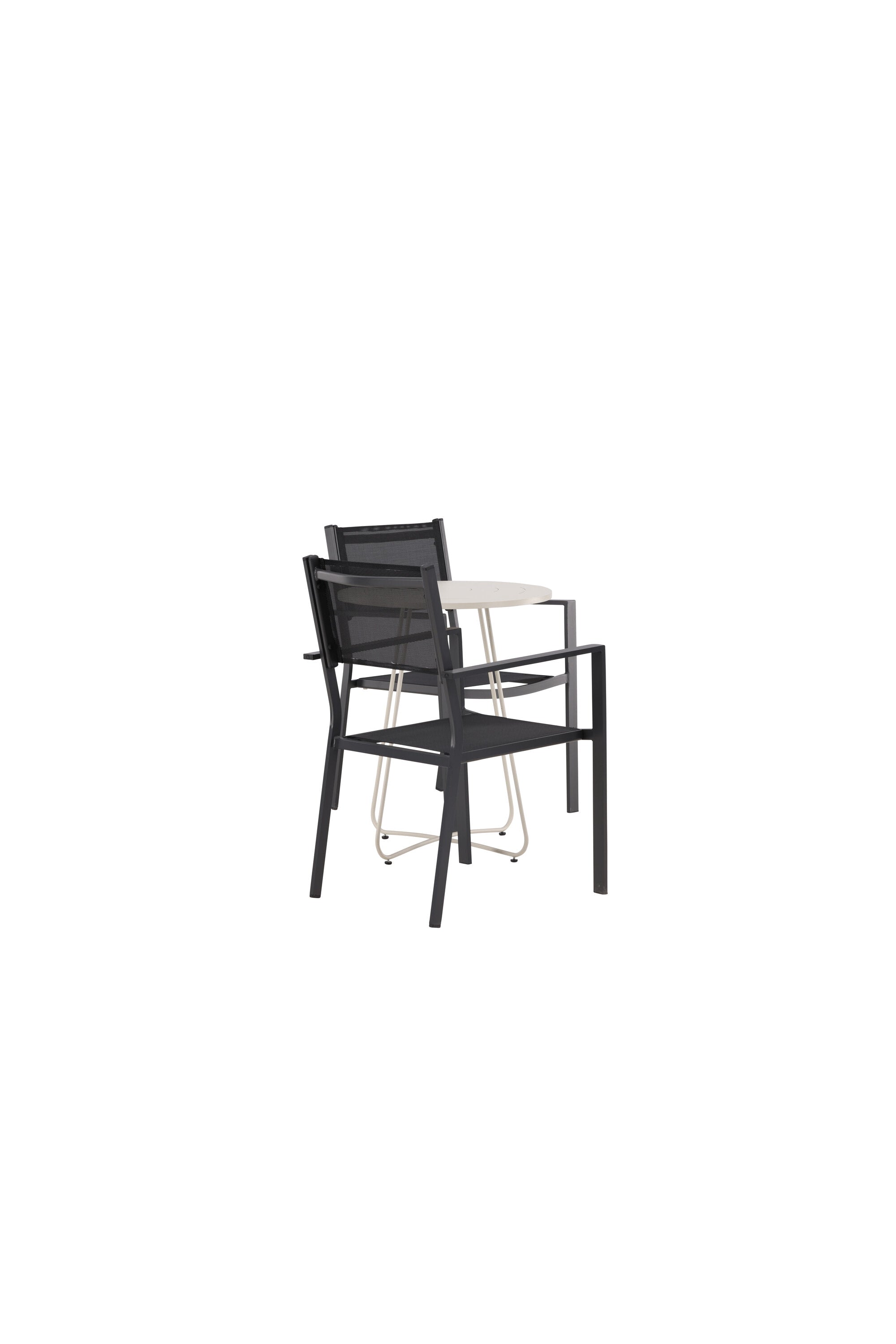 Bacong Outdoor-Tischset + Copacabana ⌀60cm/2St. in Beige/Schwarz präsentiert im Onlineshop von KAQTU Design AG. Gartentischset ist von Venture Home