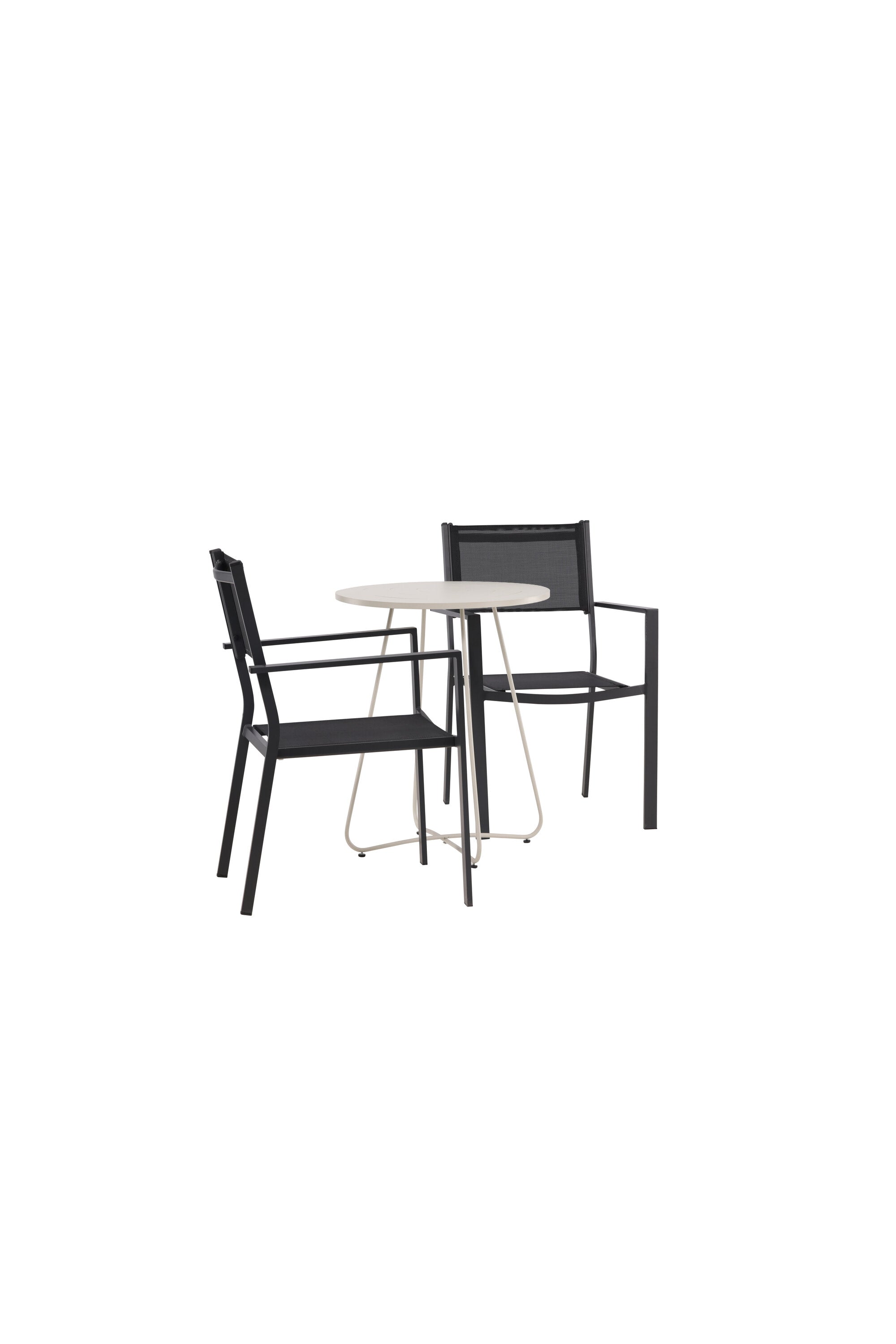 Bacong Outdoor-Tischset + Copacabana ⌀60cm/2St. in Beige/Schwarz präsentiert im Onlineshop von KAQTU Design AG. Gartentischset ist von Venture Home
