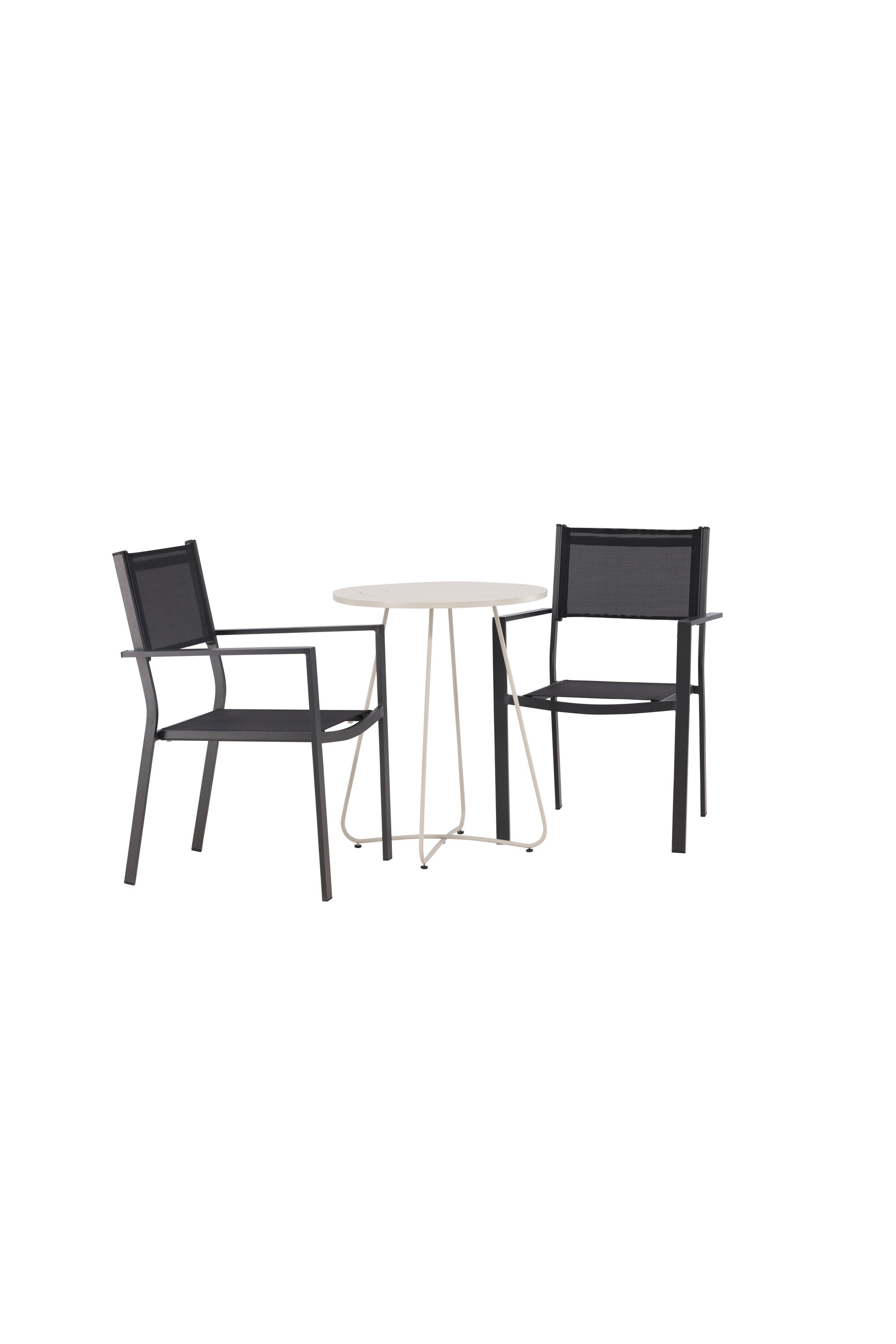 Bacong Outdoor-Tischset + Copacabana ⌀60cm/2St. in Beige/Schwarz präsentiert im Onlineshop von KAQTU Design AG. Gartentischset ist von Venture Home