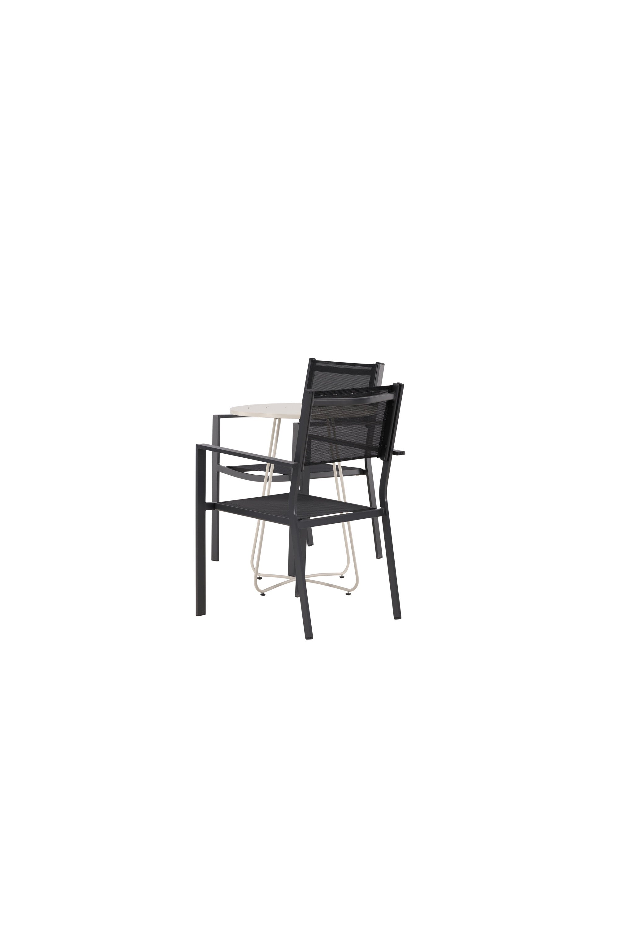 Bacong Outdoor-Tischset + Copacabana ⌀60cm/2St. in Beige/Schwarz präsentiert im Onlineshop von KAQTU Design AG. Gartentischset ist von Venture Home