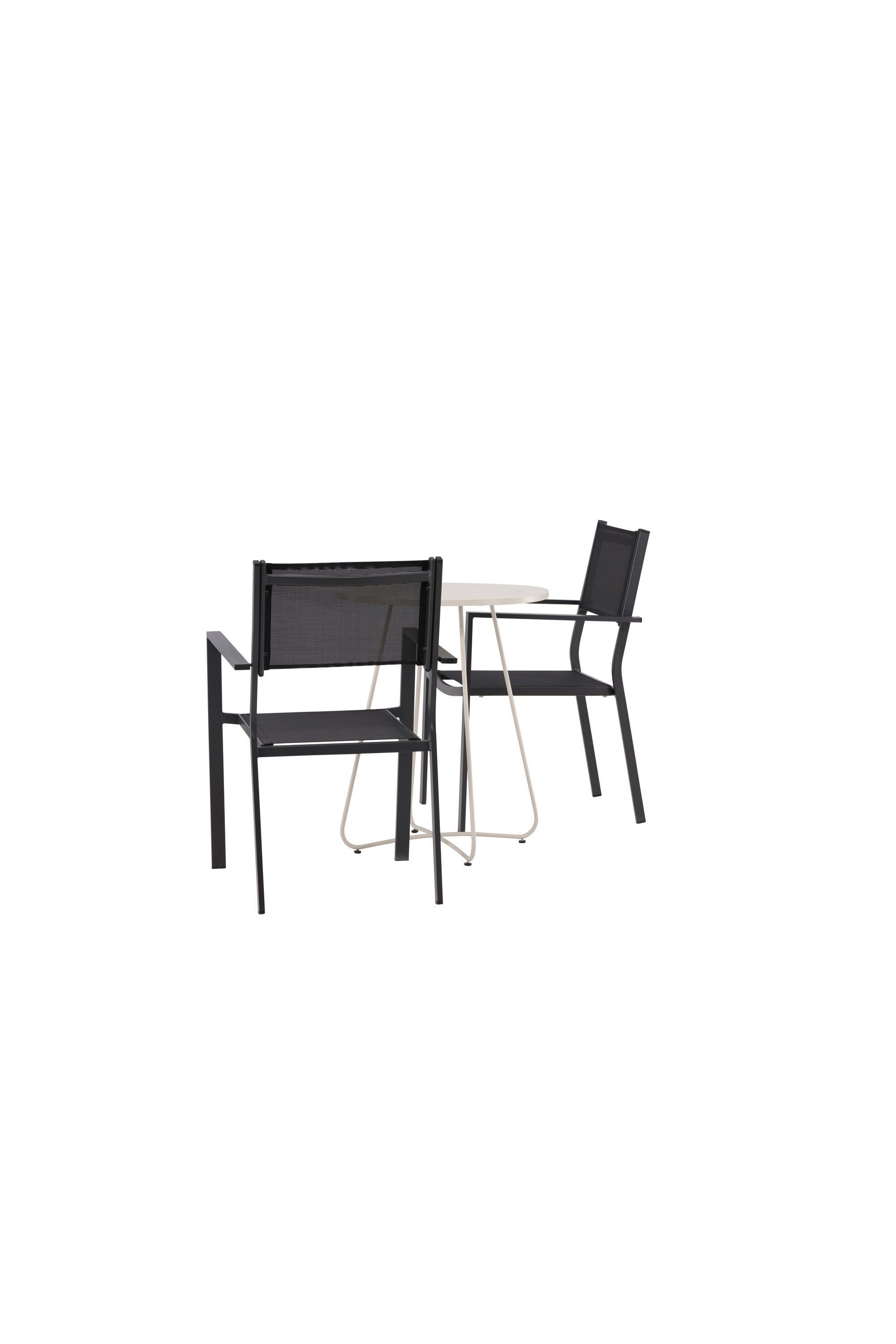 Bacong Outdoor-Tischset + Copacabana ⌀60cm/2St. in Beige/Schwarz präsentiert im Onlineshop von KAQTU Design AG. Gartentischset ist von Venture Home