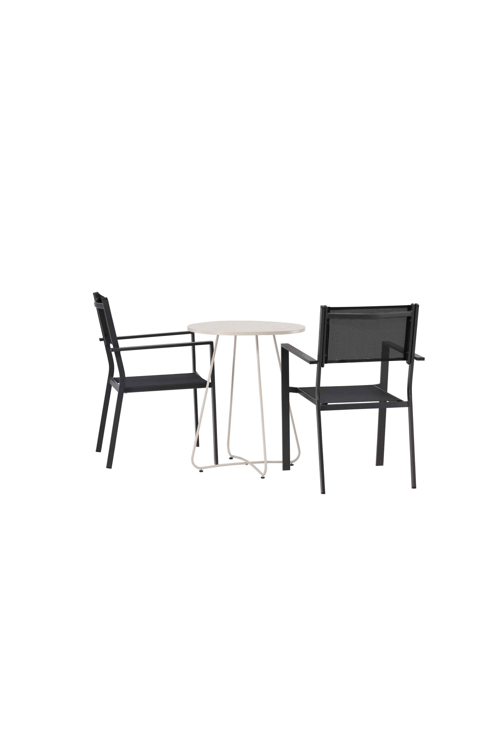 Bacong Outdoor-Tischset + Copacabana ⌀60cm/2St. in Beige/Schwarz präsentiert im Onlineshop von KAQTU Design AG. Gartentischset ist von Venture Home