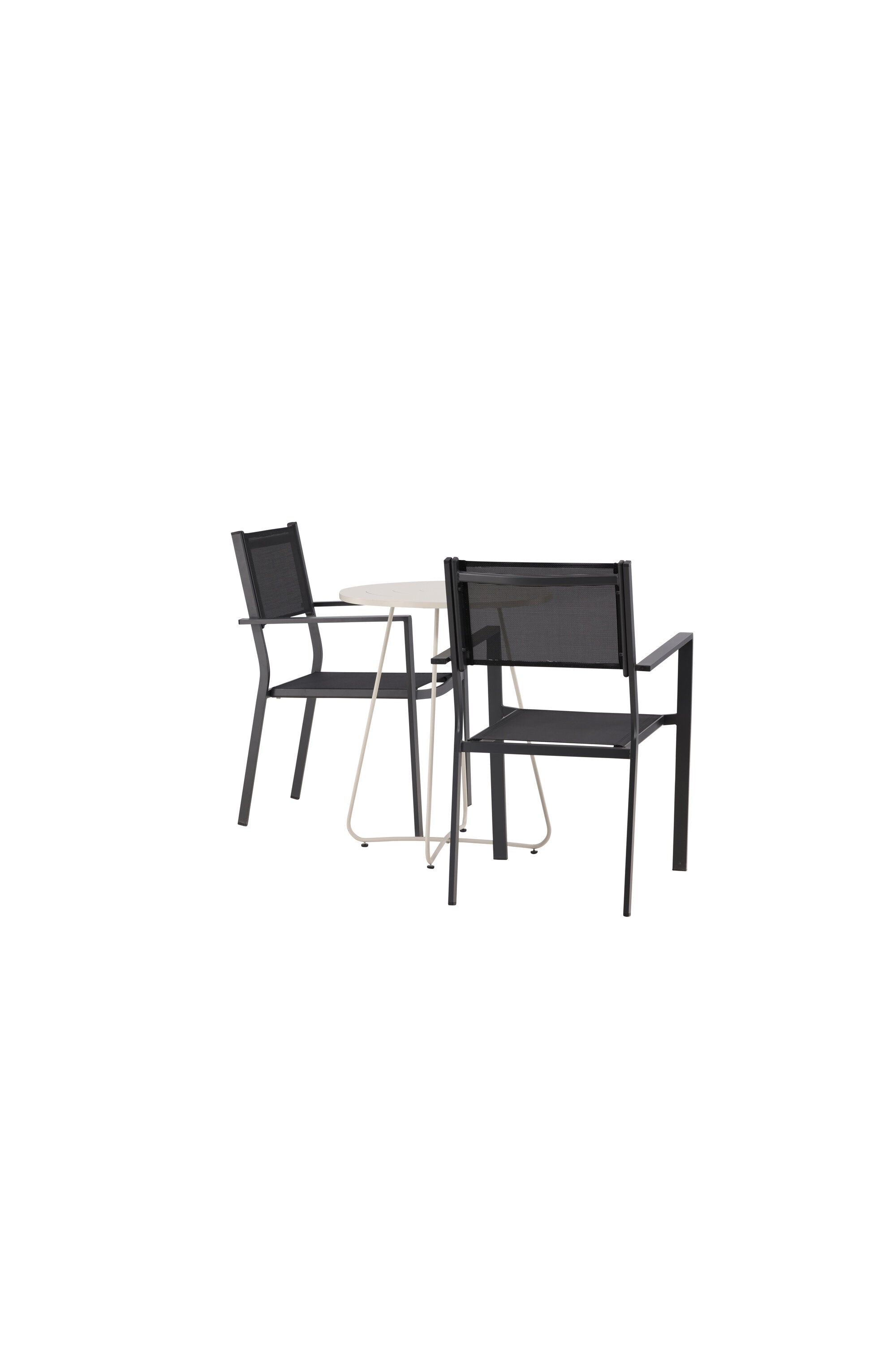 Bacong Outdoor-Tischset + Copacabana ⌀60cm/2St. in Beige/Schwarz präsentiert im Onlineshop von KAQTU Design AG. Gartentischset ist von Venture Home