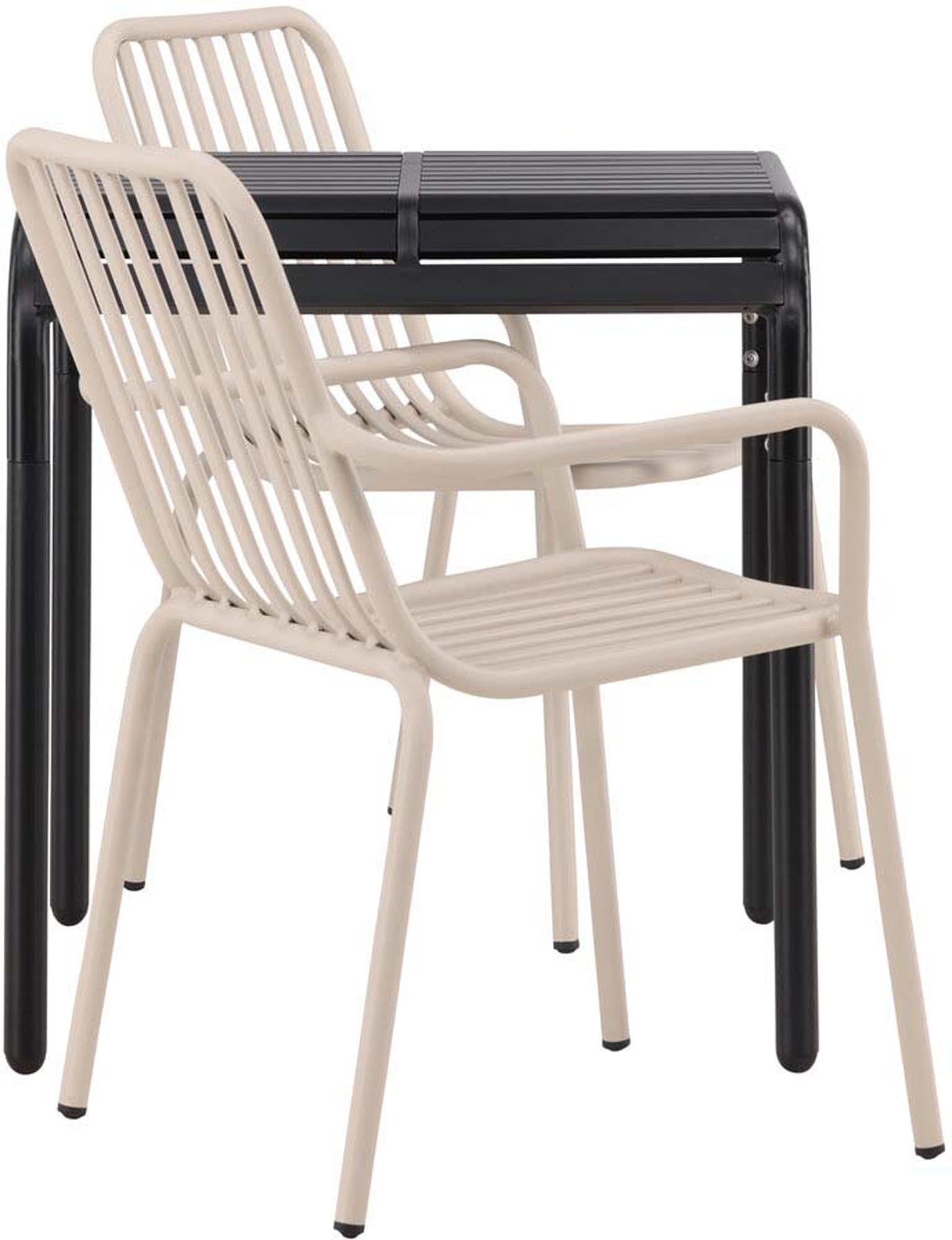 Gestalten Sie Ihren Außenbereich mit dem eleganten Borneo Outdoor-Tischset und den komfortablen Peking-Stühlen – ideal für gesellige Abende im Freien!