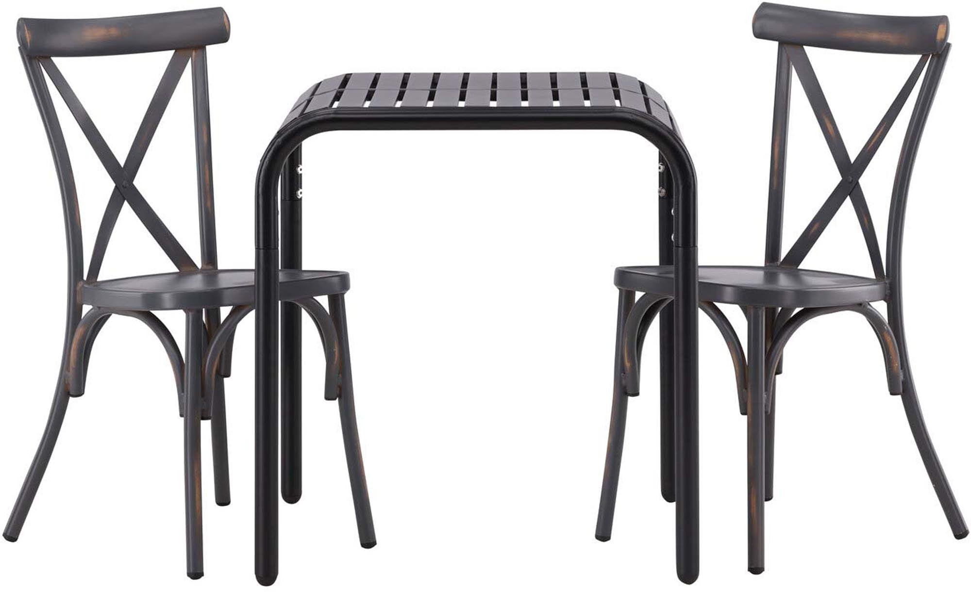 Borneo Outdoor-Tischset: Elegantes 70cm Set aus wetterfestem Aluminium. Ideal für gesellige Stunden im Freien, kombiniert Funktionalität mit skandinavischem Design.