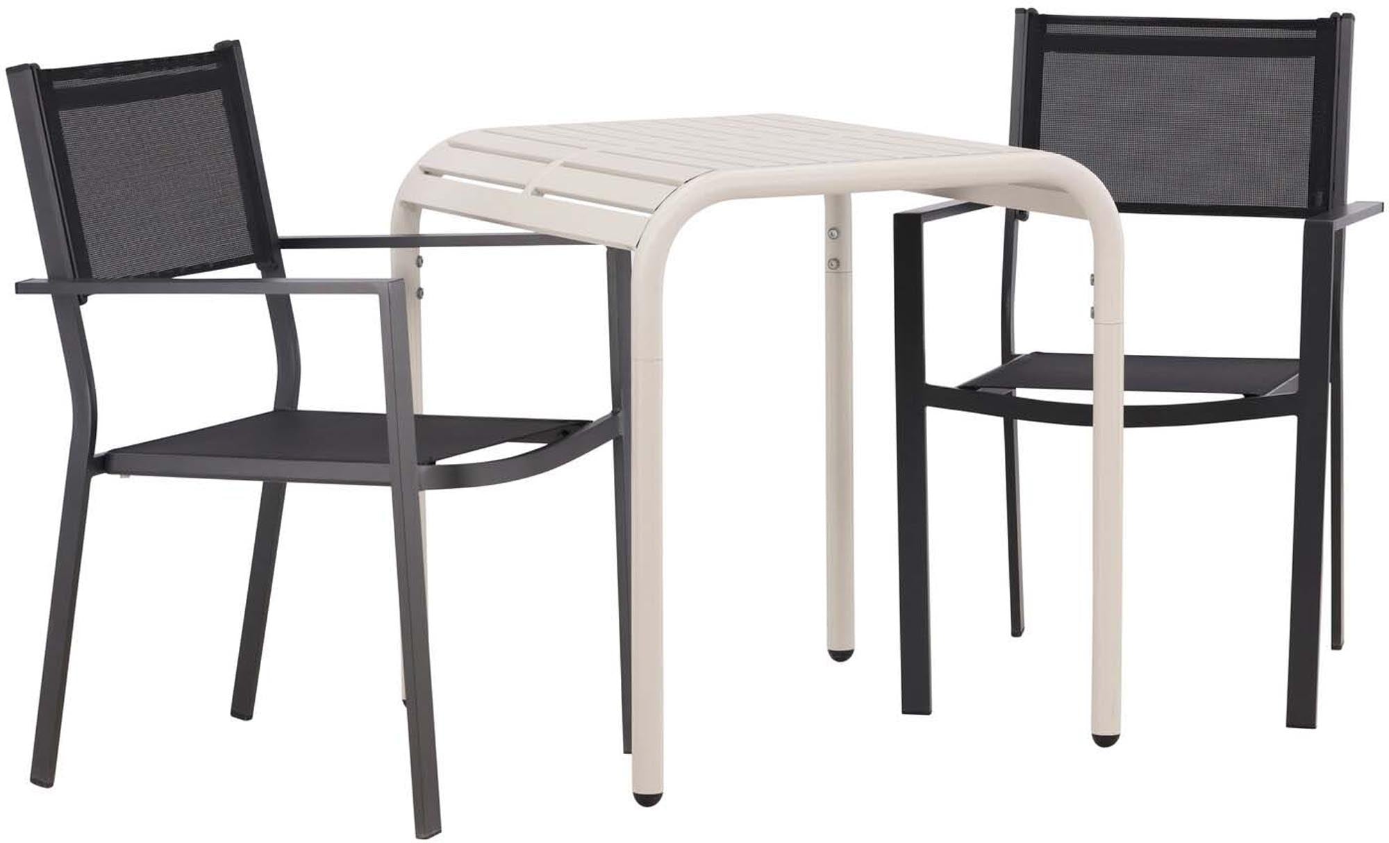 Stilvolles Borneo Outdoor-Tischset mit 70 cm Tisch und komfortablen Copacabana Stühlen. Perfekt für kleine Balkone und Terrassen, langlebig und pflegeleicht.