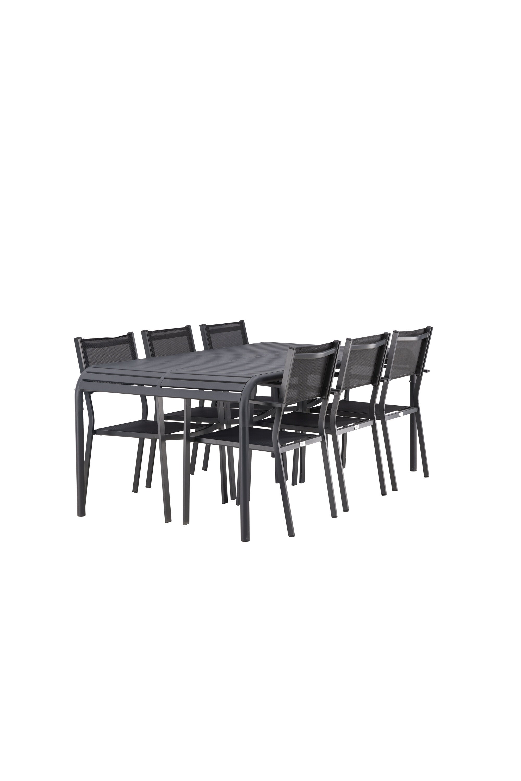 Borneo Outdoor-Tischset + Copacabana 200cm/6St. in Schwarz präsentiert im Onlineshop von KAQTU Design AG. Gartentischset ist von Venture Home