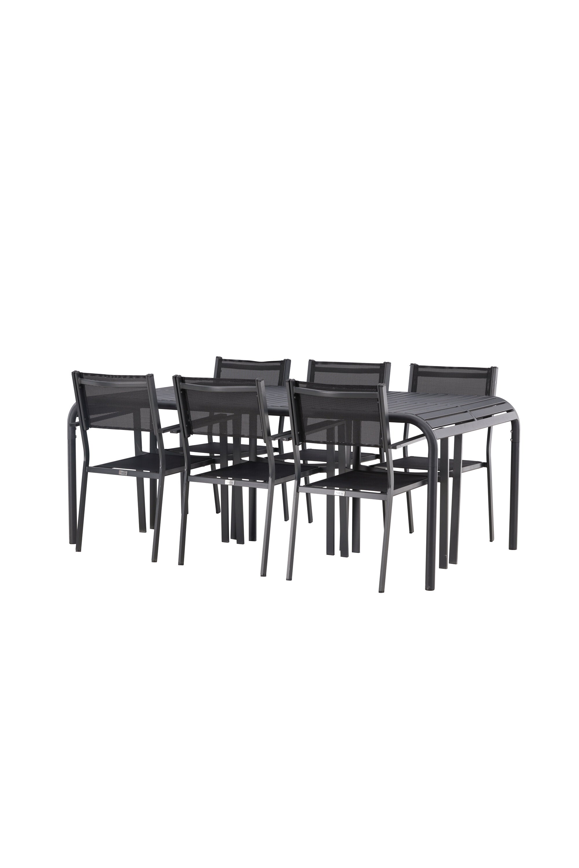 Borneo Outdoor-Tischset + Copacabana 200cm/6St. in Schwarz präsentiert im Onlineshop von KAQTU Design AG. Gartentischset ist von Venture Home