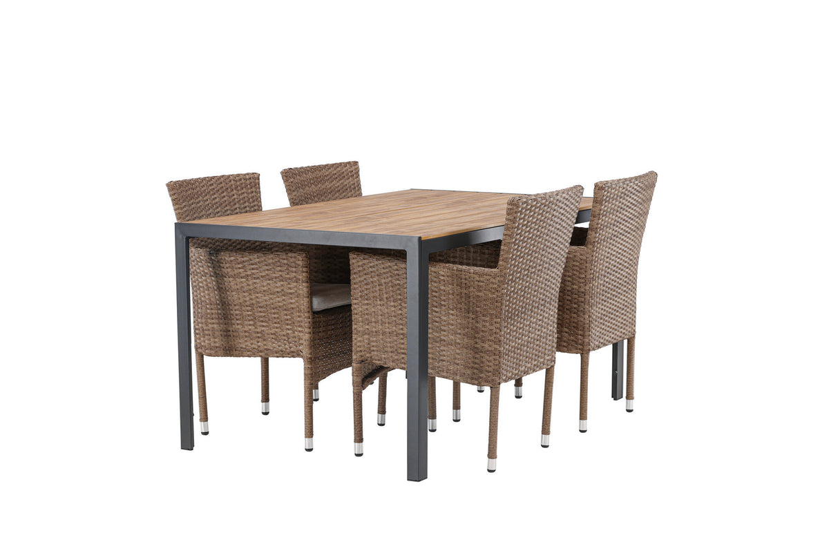 Break Outdoor-Tischset + Malina 150cm/4St. in Schwarz / Natur präsentiert im Onlineshop von KAQTU Design AG. Gartentischset ist von Venture Home