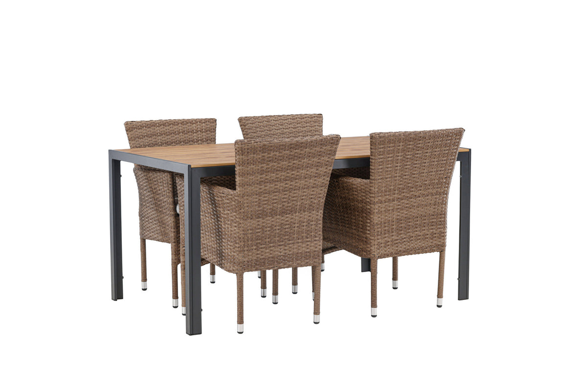 Break Outdoor-Tischset + Malina 150cm/4St. in Schwarz / Natur präsentiert im Onlineshop von KAQTU Design AG. Gartentischset ist von Venture Home