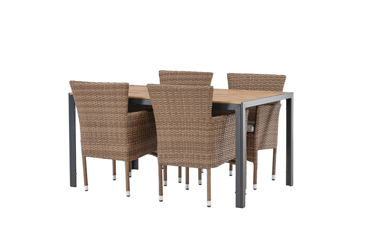 Break Outdoor-Tischset + Malina 150cm/4St. in Schwarz / Natur präsentiert im Onlineshop von KAQTU Design AG. Gartentischset ist von Venture Home