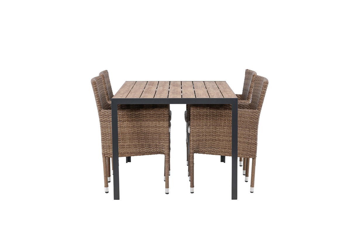 Break Outdoor-Tischset + Malina 150cm/4St. in Schwarz / Natur präsentiert im Onlineshop von KAQTU Design AG. Gartentischset ist von Venture Home
