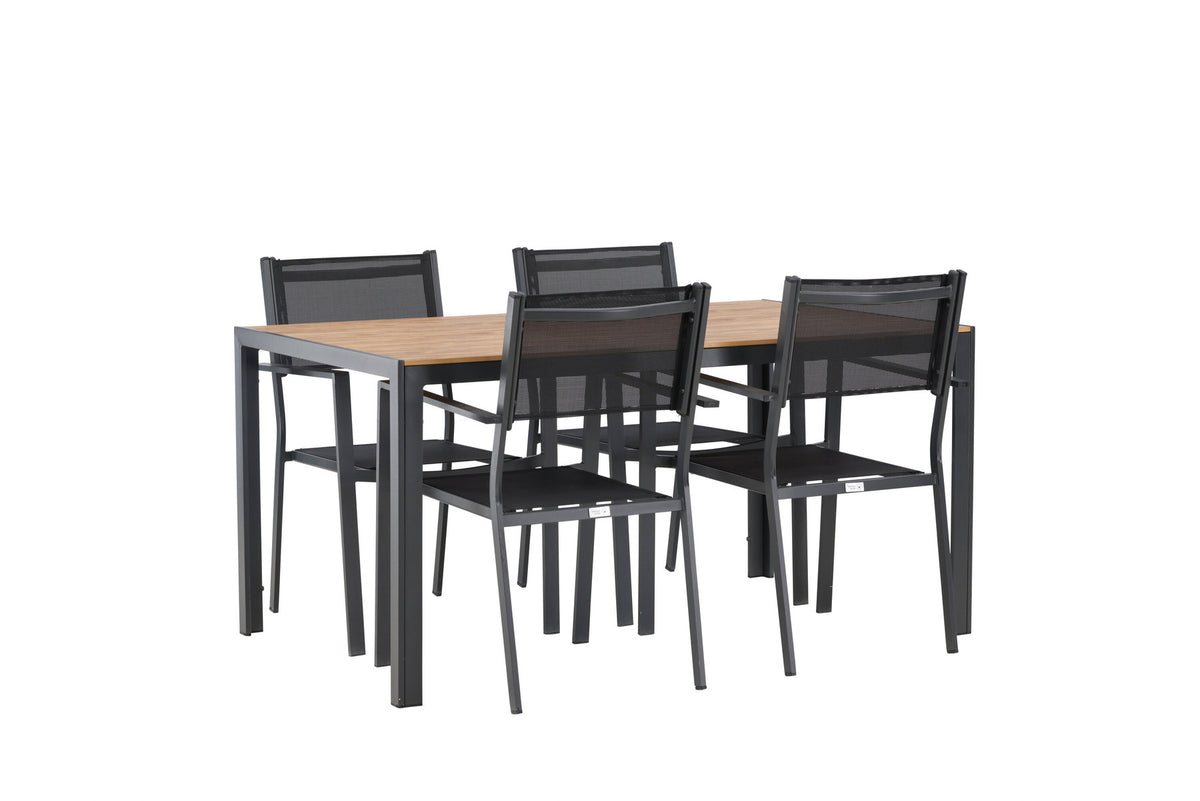 Break Outdoor-Tischset + Copacabana 150cm/4St. in Schwarz / Natur präsentiert im Onlineshop von KAQTU Design AG. Gartentischset ist von Venture Home