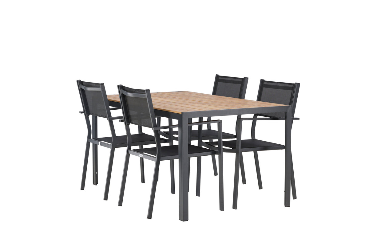 Break Outdoor-Tischset + Copacabana 150cm/4St. in Schwarz / Natur präsentiert im Onlineshop von KAQTU Design AG. Gartentischset ist von Venture Home