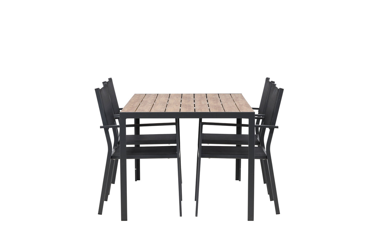 Break Outdoor-Tischset + Copacabana 150cm/4St. in Schwarz / Natur präsentiert im Onlineshop von KAQTU Design AG. Gartentischset ist von Venture Home