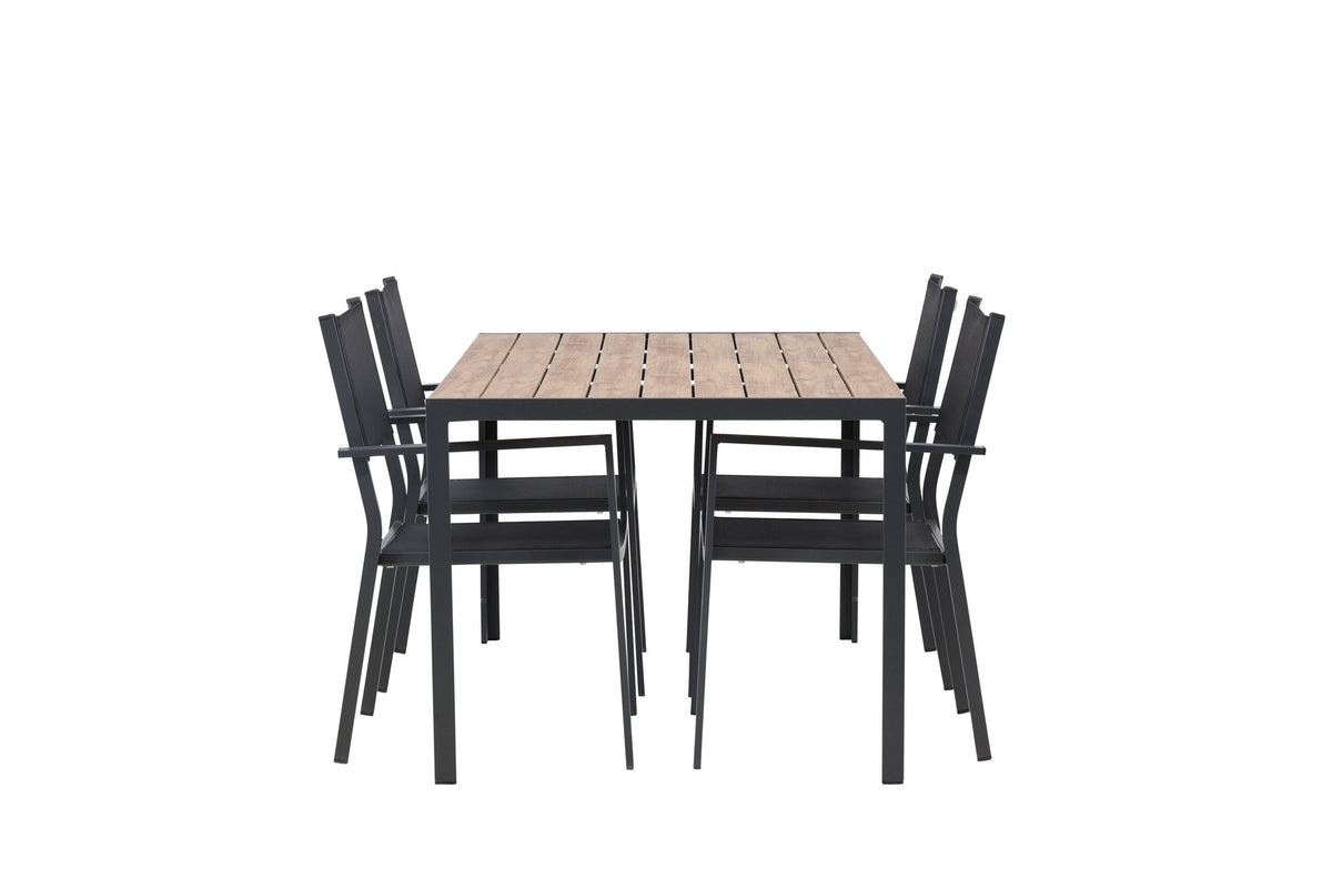 Break Outdoor-Tischset + Copacabana 150cm/4St. in Schwarz / Natur präsentiert im Onlineshop von KAQTU Design AG. Gartentischset ist von Venture Home