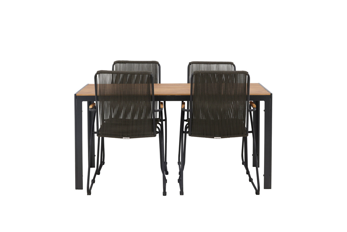 Break Outdoor-Tischset + Bois 150cm/4St. in Schwarz, Dunkelgrau präsentiert im Onlineshop von KAQTU Design AG. Gartentischset ist von Venture Home