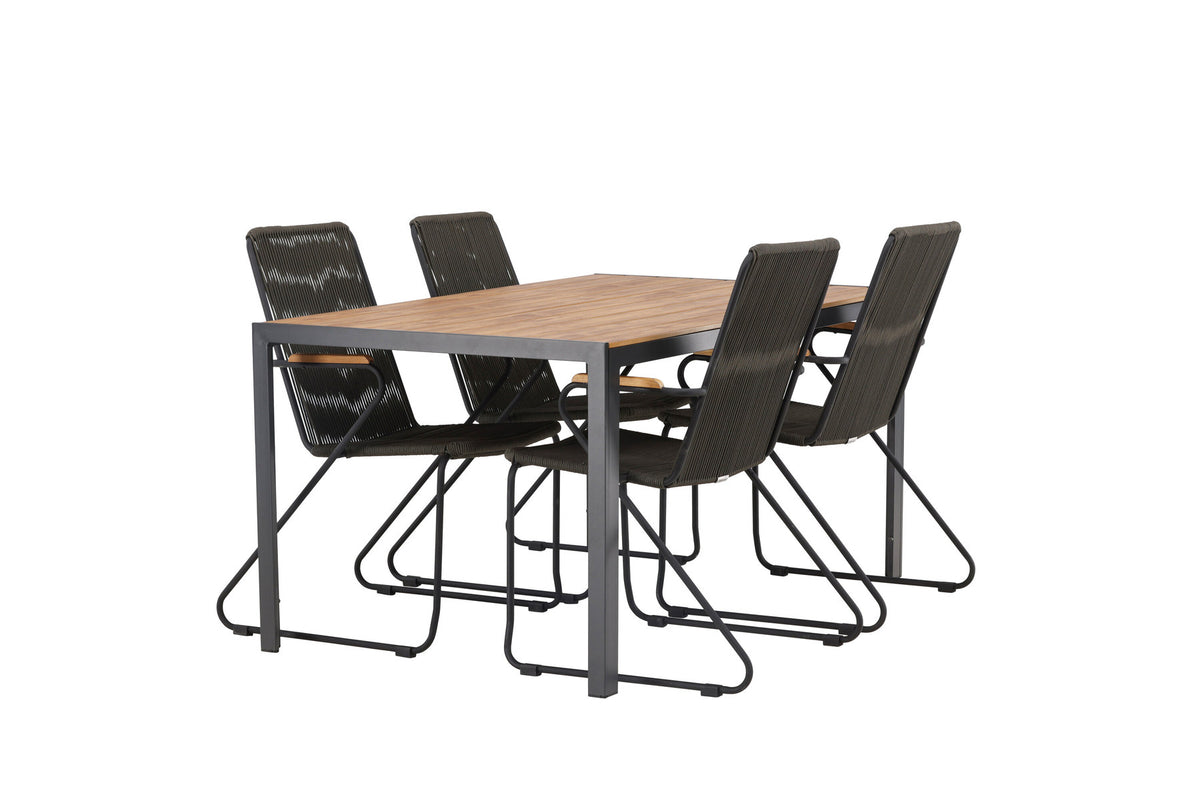 Break Outdoor-Tischset + Bois 150cm/4St. in Schwarz, Dunkelgrau präsentiert im Onlineshop von KAQTU Design AG. Gartentischset ist von Venture Home