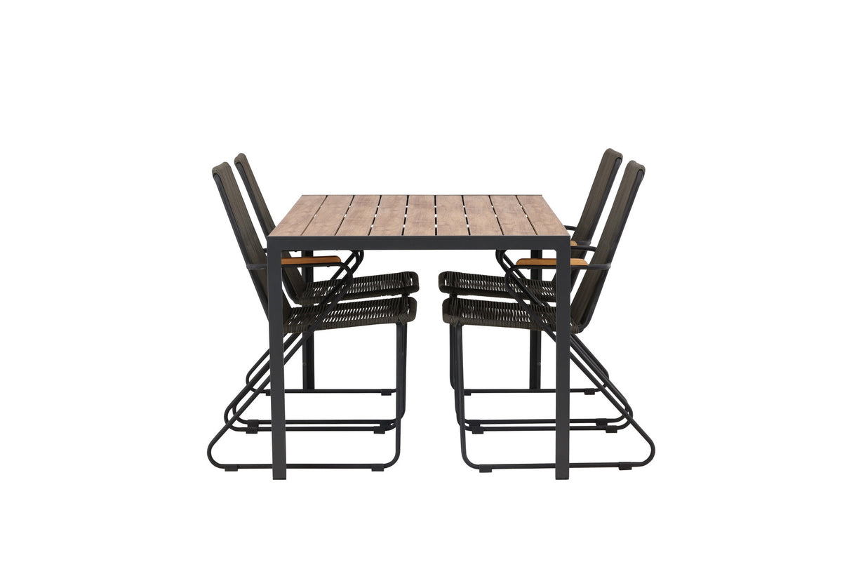Break Outdoor-Tischset + Bois 150cm/4St. in Schwarz, Dunkelgrau präsentiert im Onlineshop von KAQTU Design AG. Gartentischset ist von Venture Home