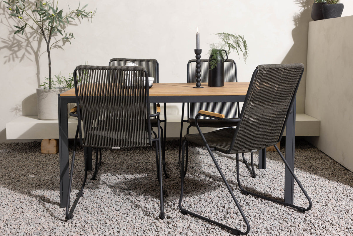 Break Outdoor-Tischset + Bois 150cm/4St. in Schwarz, Dunkelgrau präsentiert im Onlineshop von KAQTU Design AG. Gartentischset ist von Venture Home