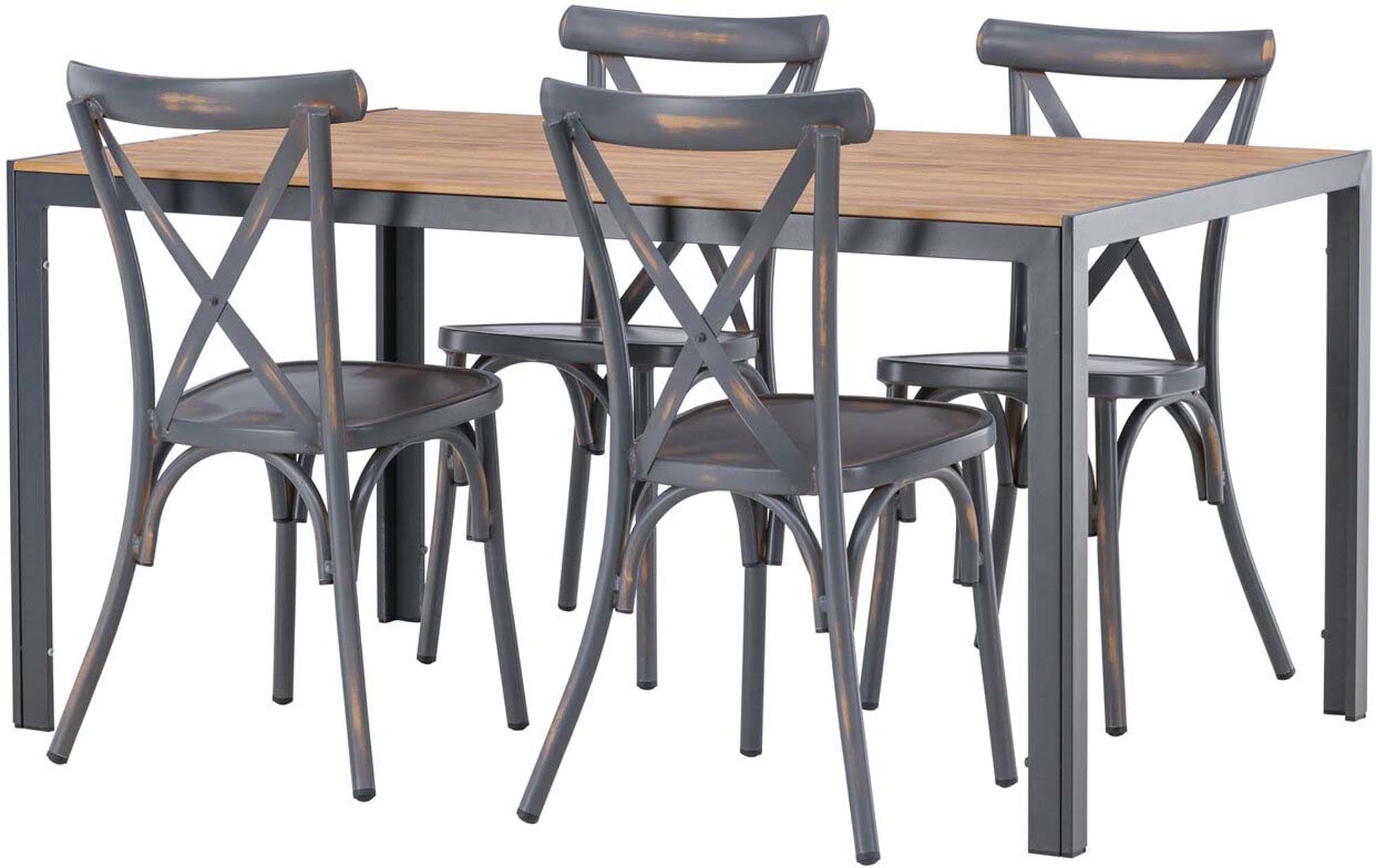 Entdecken Sie das Break Outdoor-Tischset + Peking 150cm/4St. von Venture Home – ideal für entspannte Abende im Freien mit Freunden und Familie.