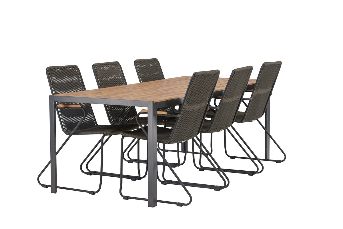 Break Outdoor-Tischset + Bois 205cm/6St. in Schwarz, Dunkelgrau präsentiert im Onlineshop von KAQTU Design AG. Gartentischset ist von Venture Home
