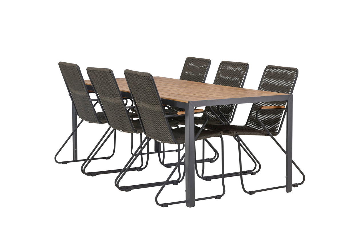 Break Outdoor-Tischset + Bois 205cm/6St. in Schwarz, Dunkelgrau präsentiert im Onlineshop von KAQTU Design AG. Gartentischset ist von Venture Home
