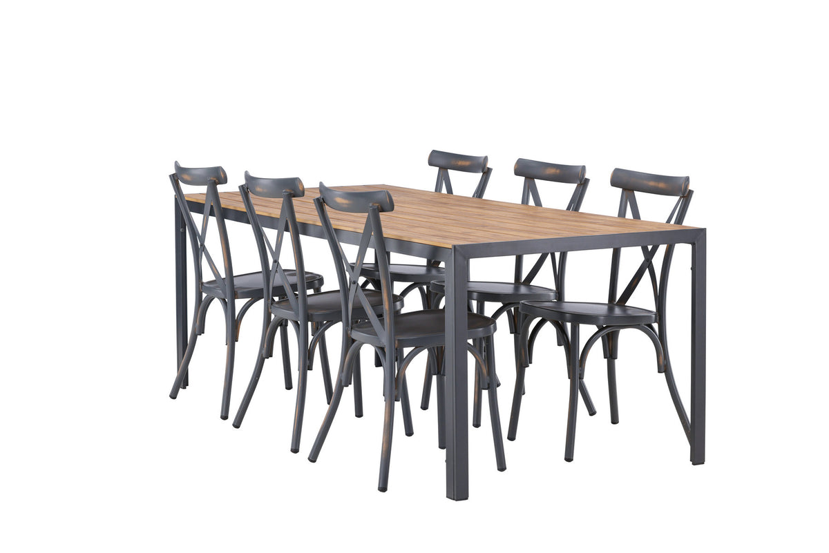 Break Outdoor-Tischset + Peking 205cm/6St. in Dunkelgrau präsentiert im Onlineshop von KAQTU Design AG. Gartentischset ist von Venture Home